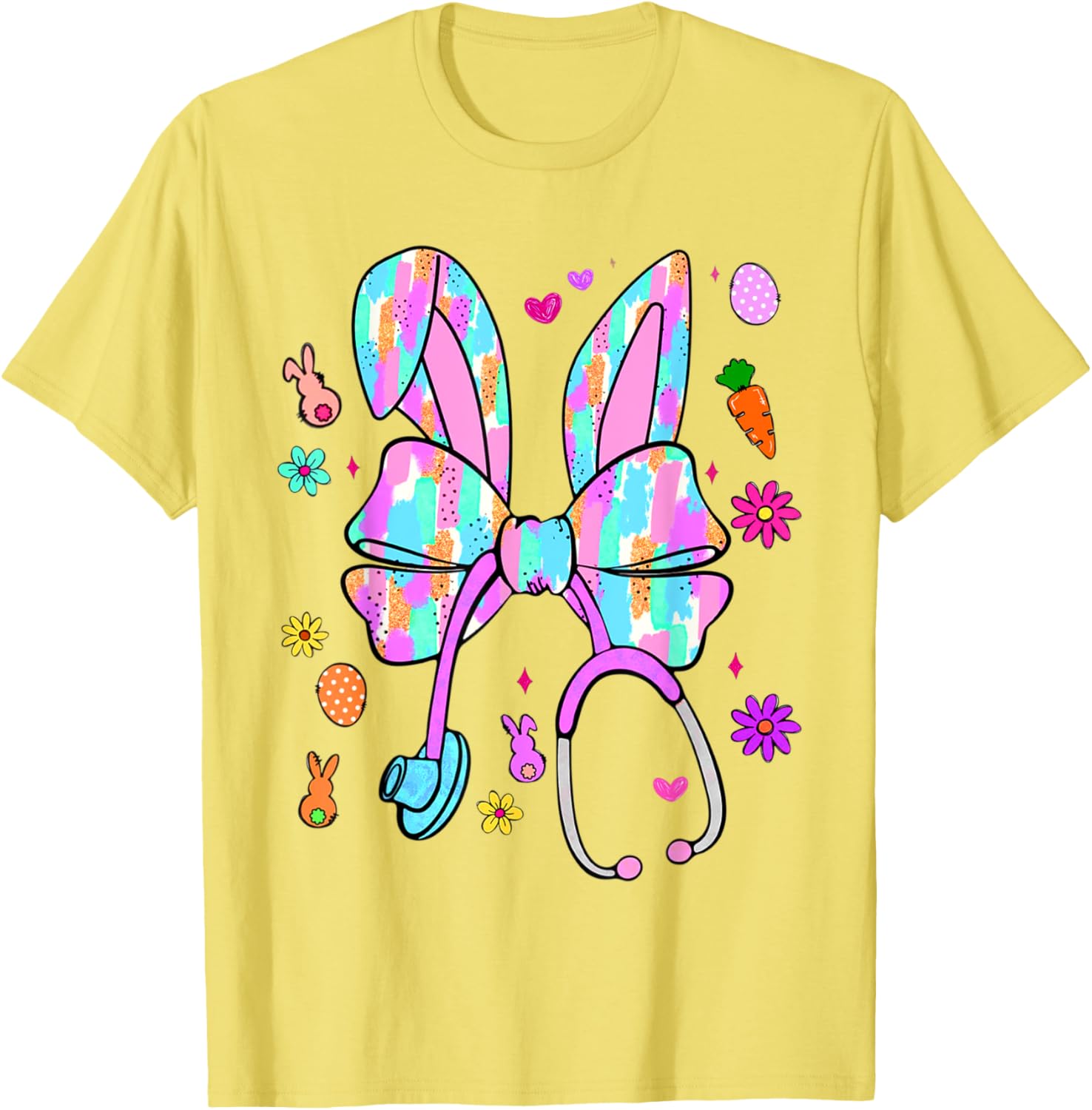 Easter Bunny Nurse Coquette Bow Bunny Ears Polka Dot Pattern T-Shirt