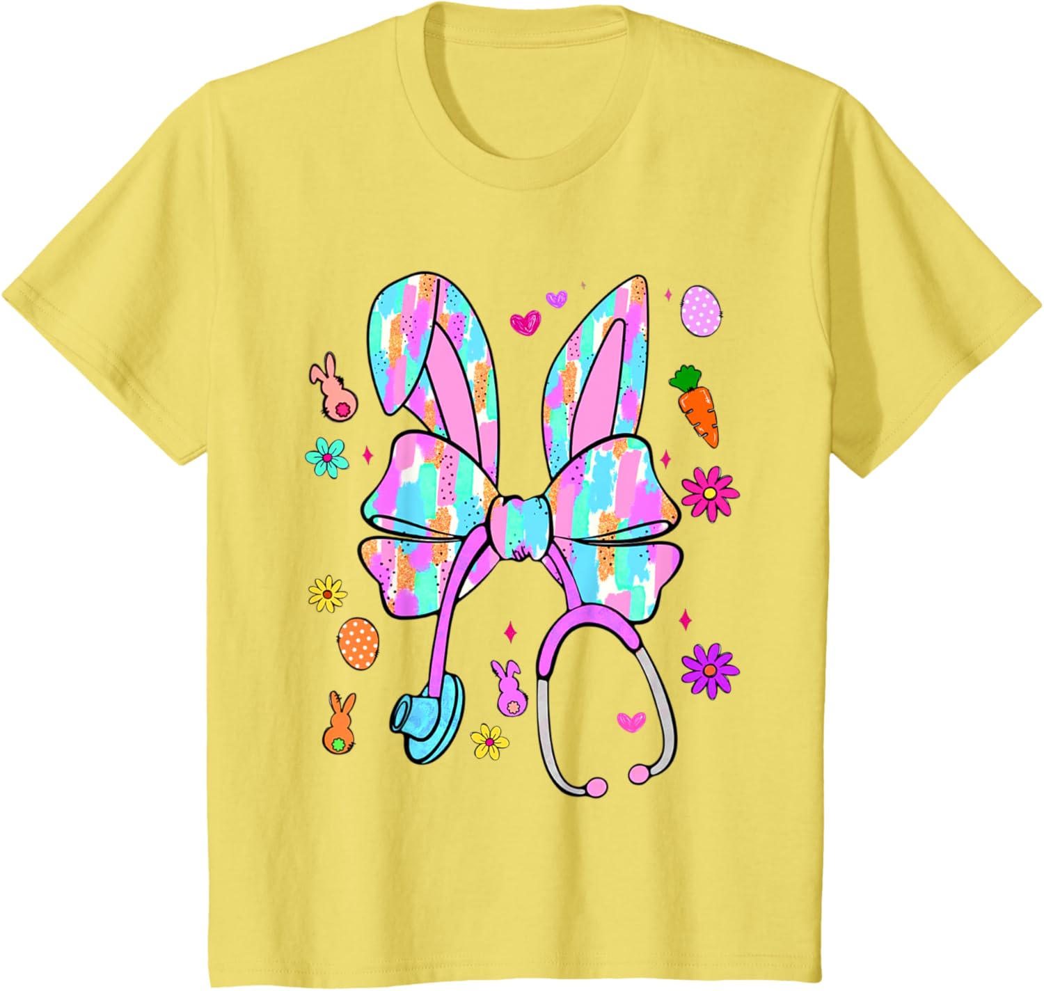 Easter Bunny Nurse Coquette Bow Bunny Ears Polka Dot Pattern T-Shirt