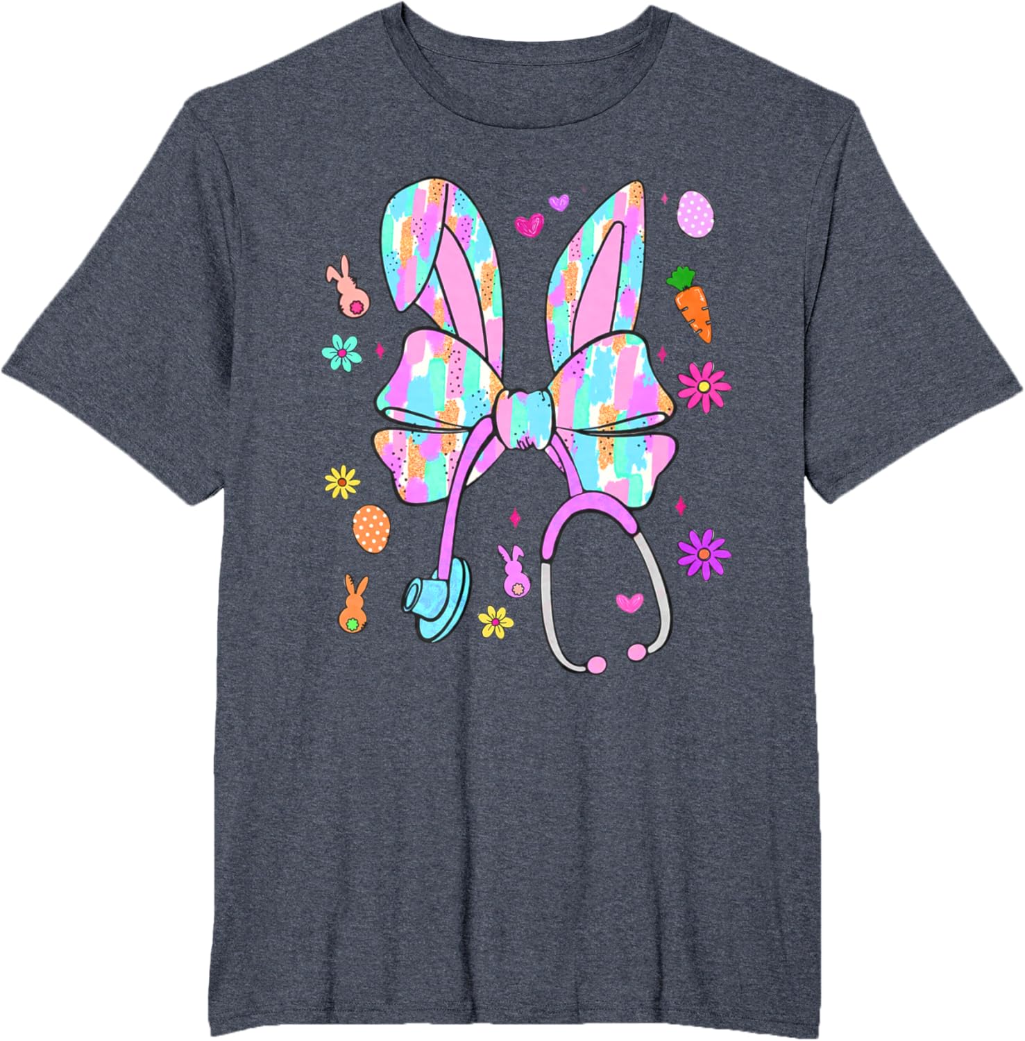 Easter Bunny Nurse Coquette Bow Bunny Ears Polka Dot Pattern T-Shirt