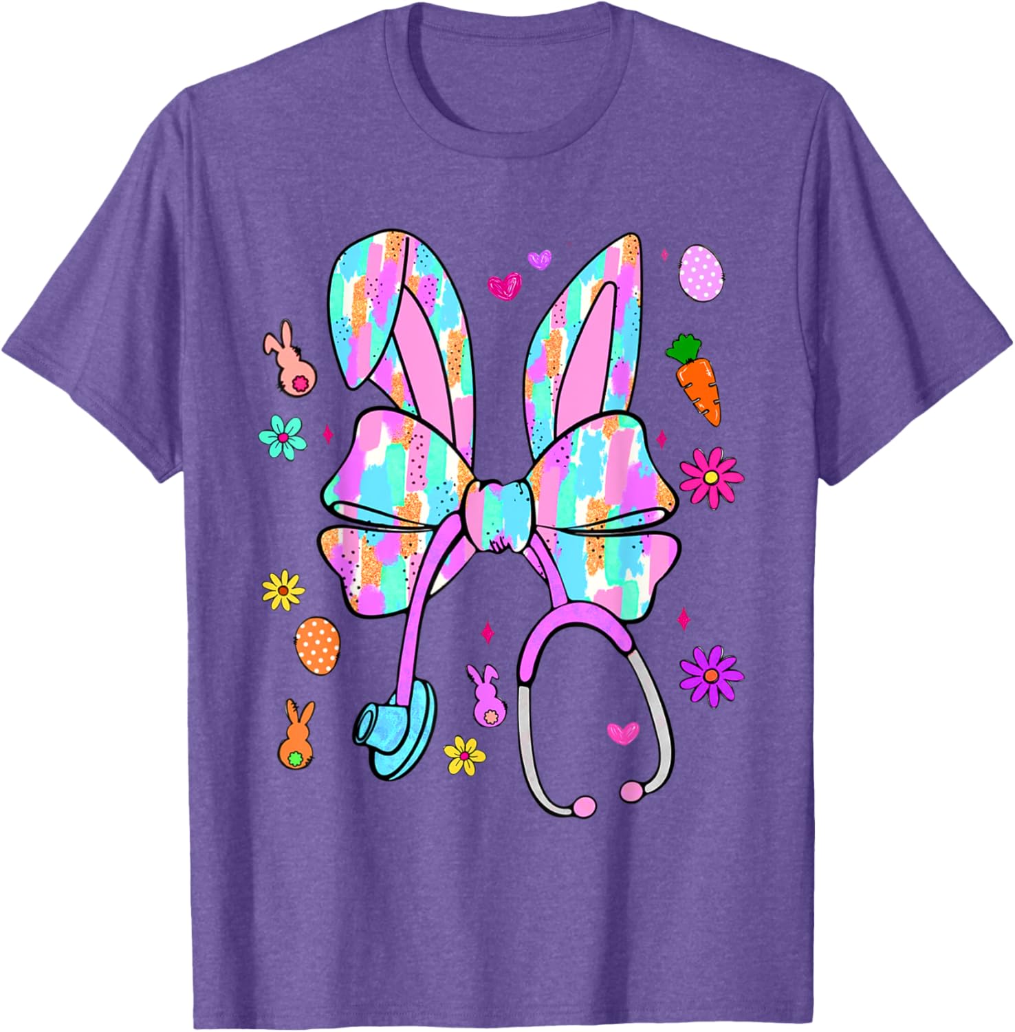 Easter Bunny Nurse Coquette Bow Bunny Ears Polka Dot Pattern T-Shirt