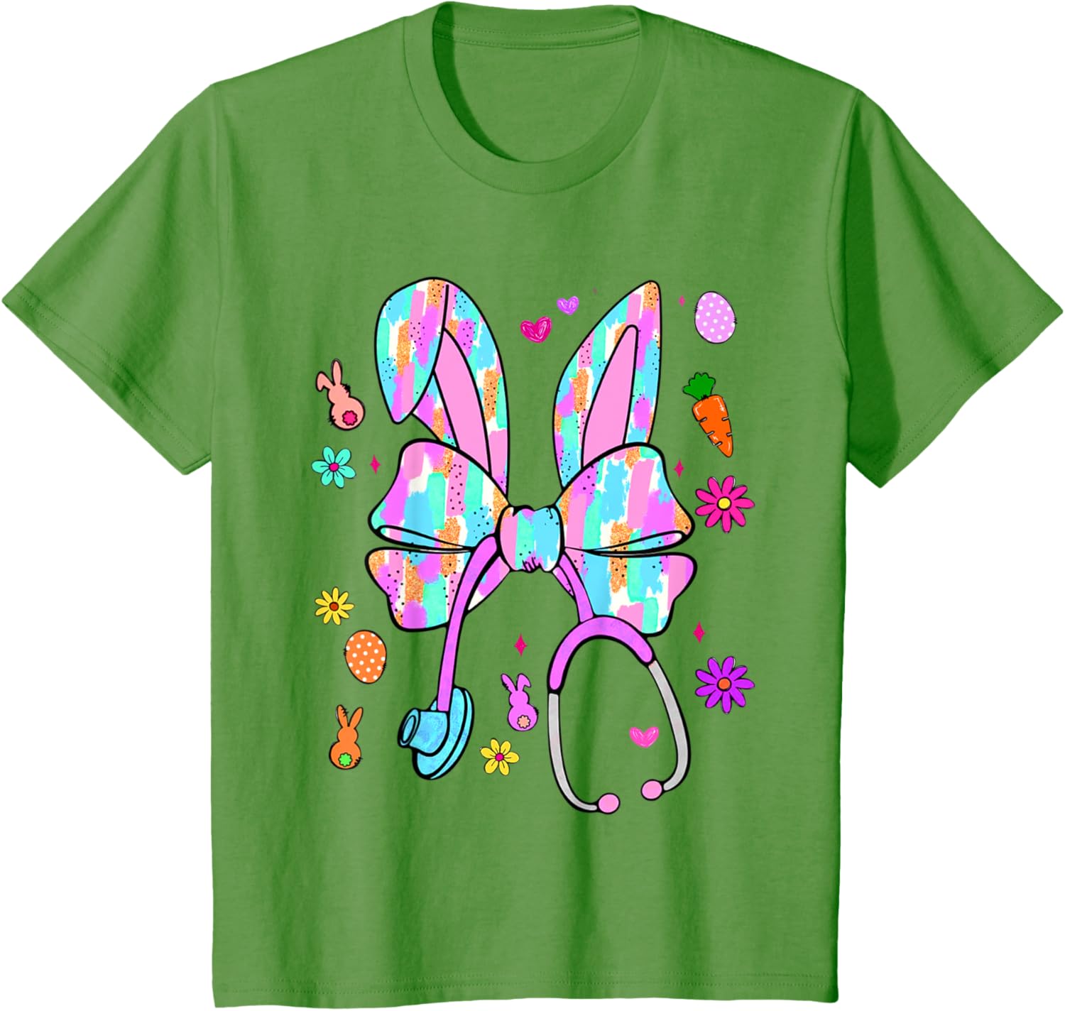 Easter Bunny Nurse Coquette Bow Bunny Ears Polka Dot Pattern T-Shirt