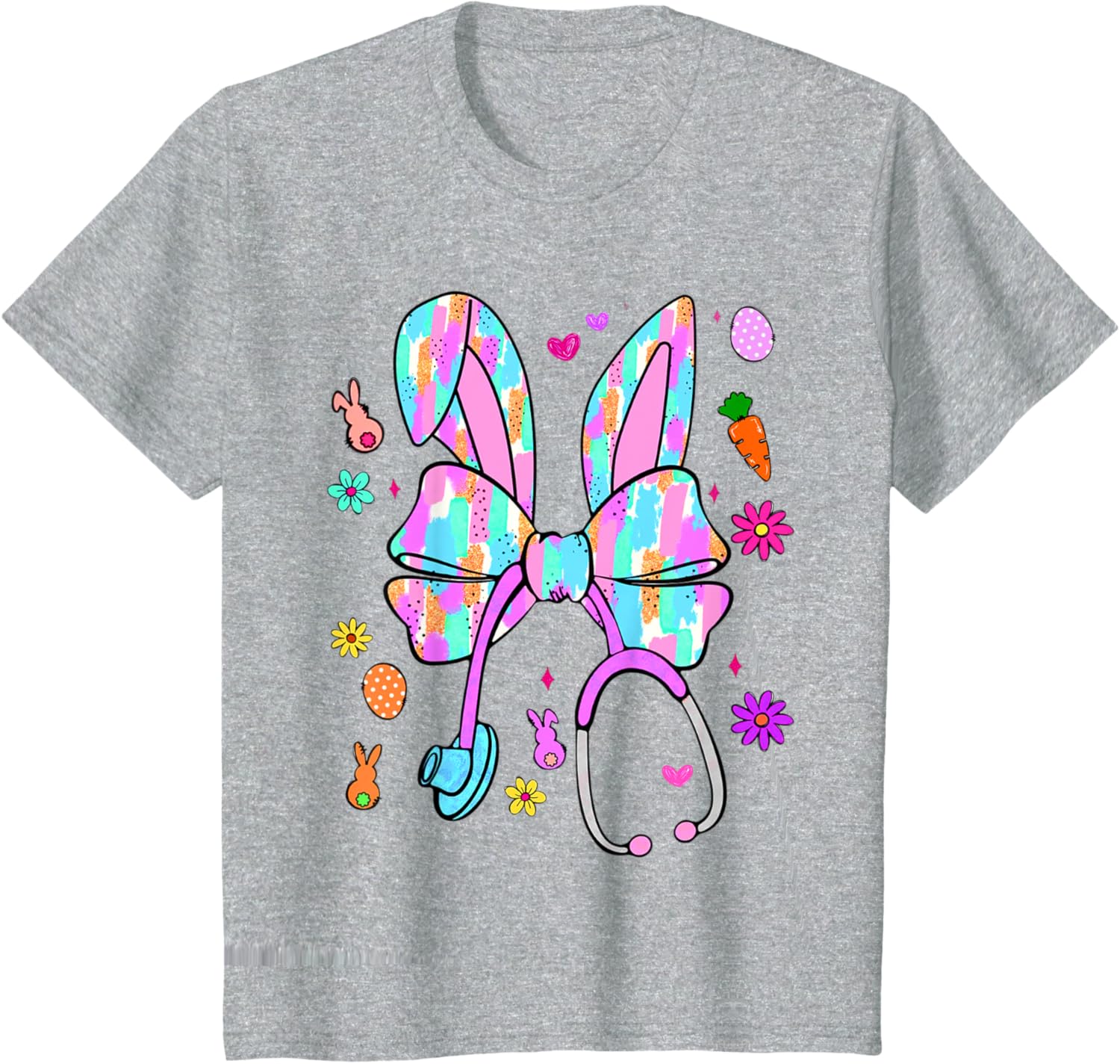 Easter Bunny Nurse Coquette Bow Bunny Ears Polka Dot Pattern T-Shirt