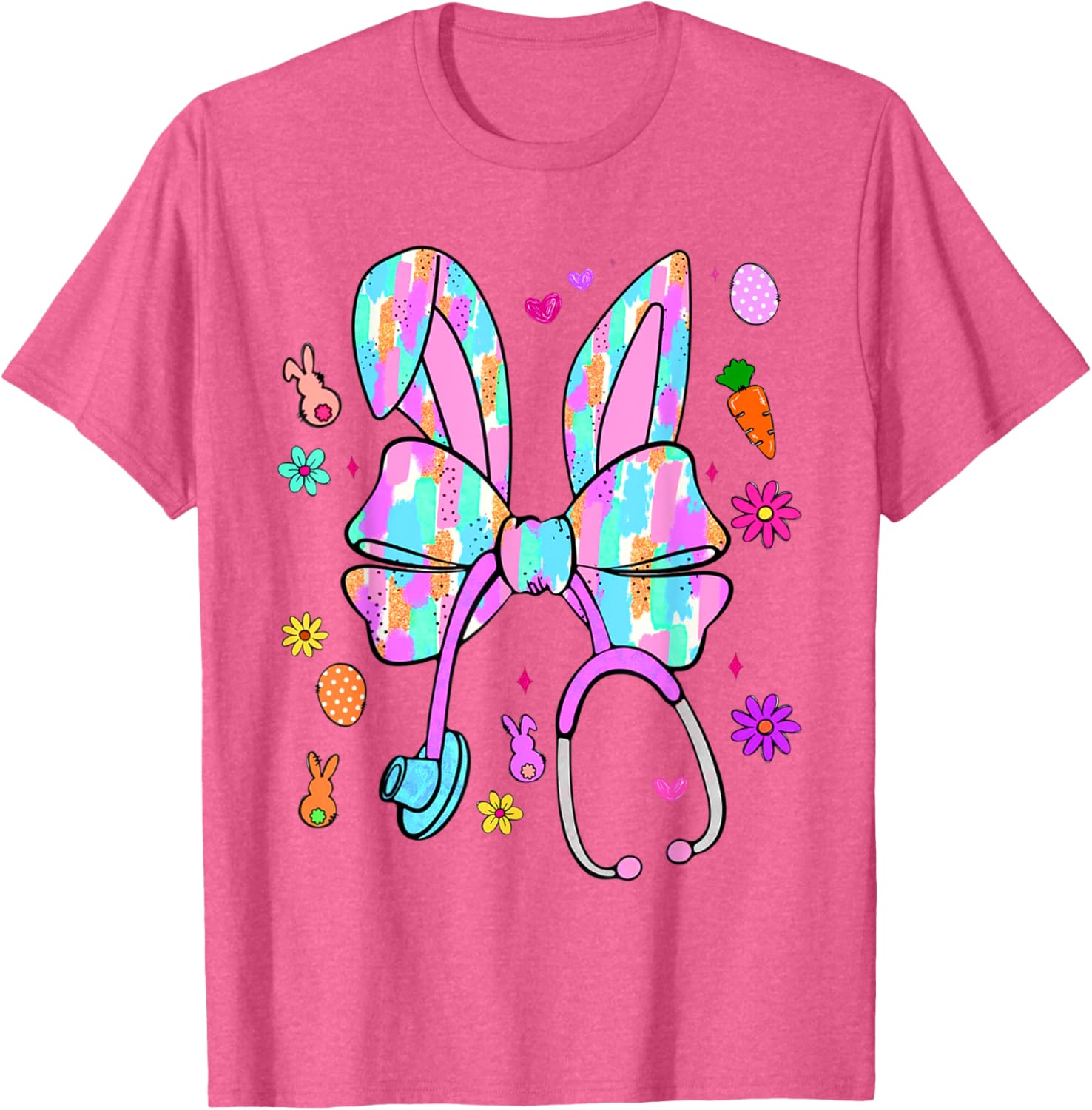 Easter Bunny Nurse Coquette Bow Bunny Ears Polka Dot Pattern T-Shirt