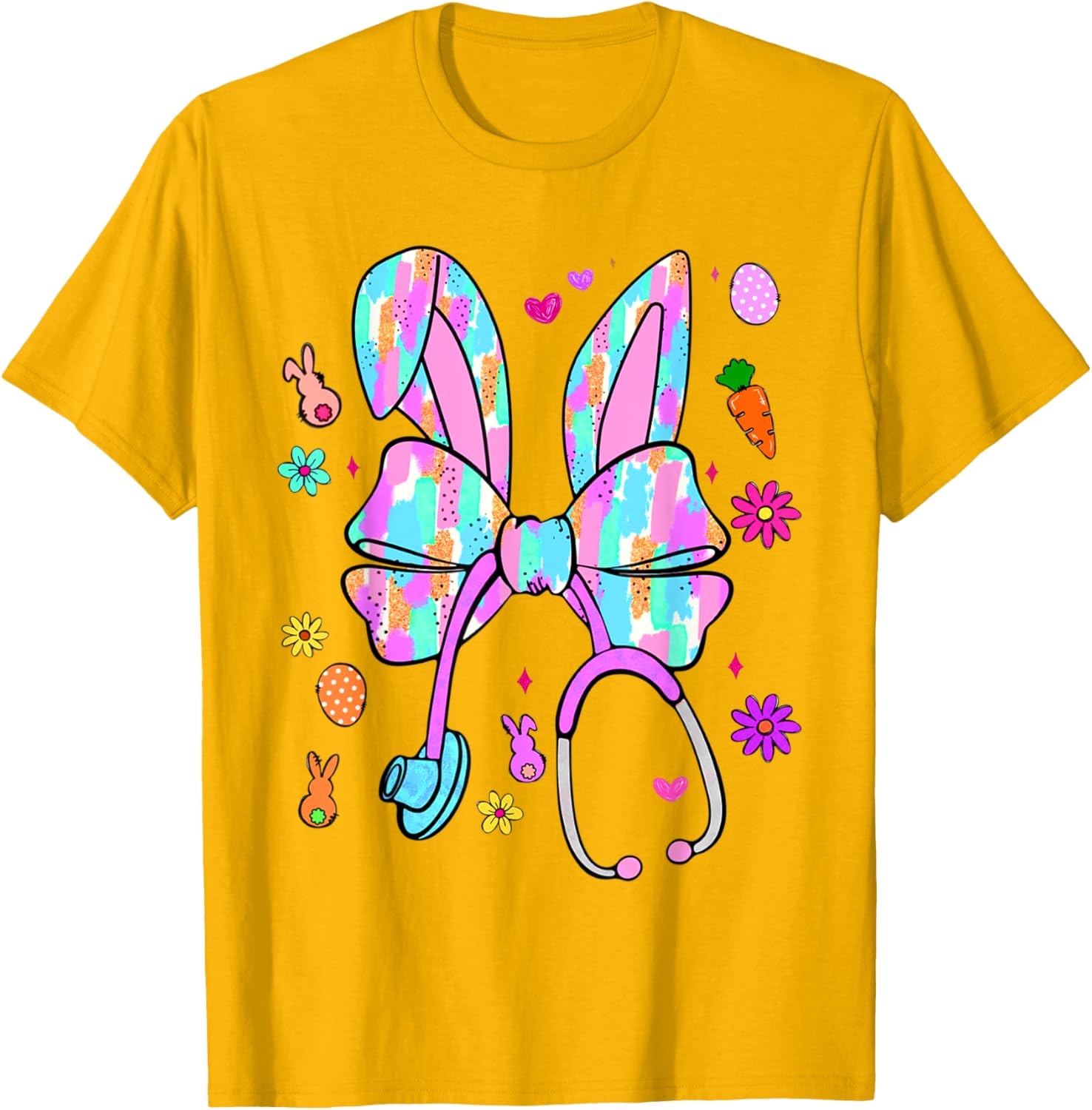 Easter Bunny Nurse Coquette Bow Bunny Ears Polka Dot Pattern T-Shirt