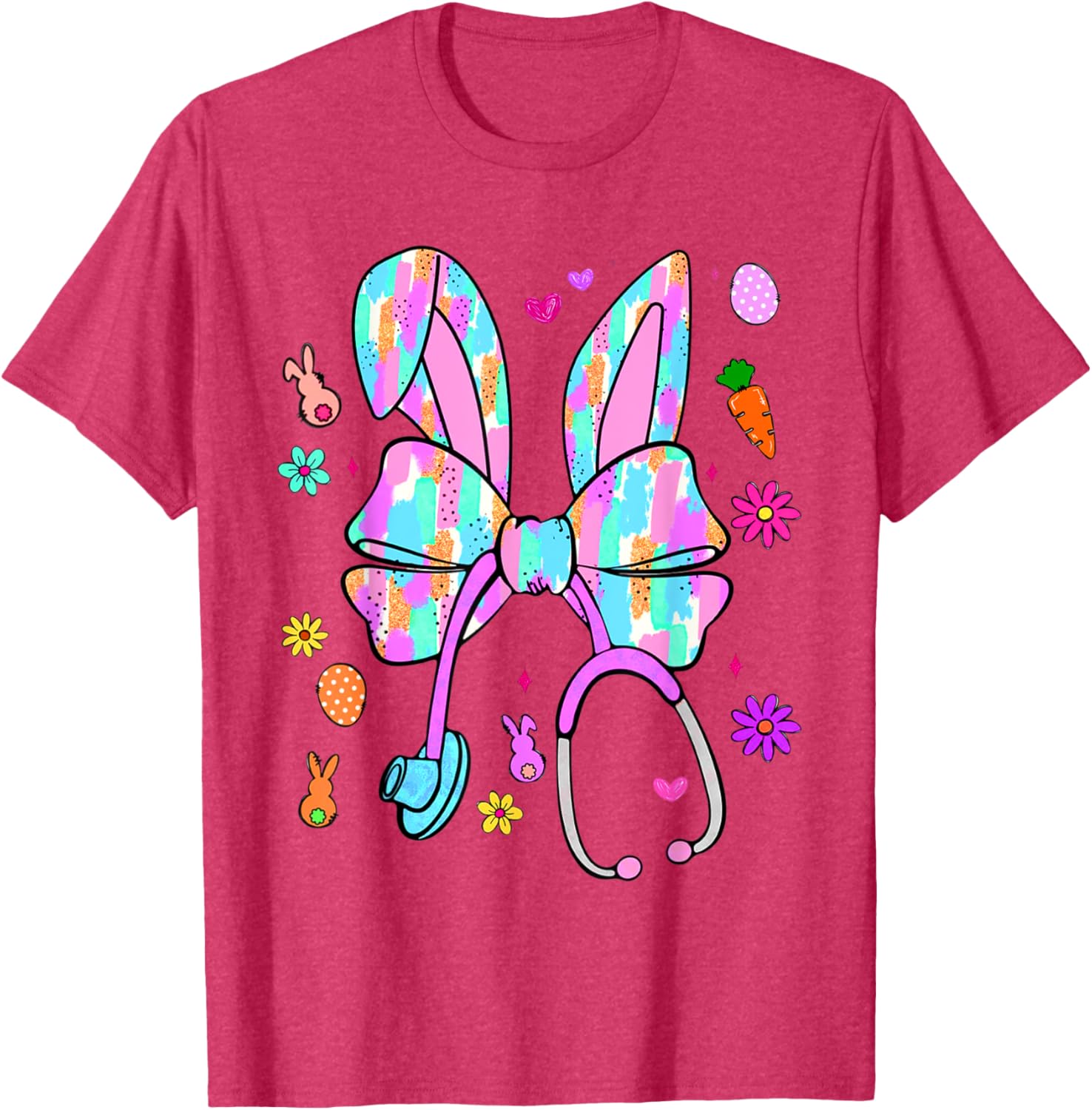 Easter Bunny Nurse Coquette Bow Bunny Ears Polka Dot Pattern T-Shirt