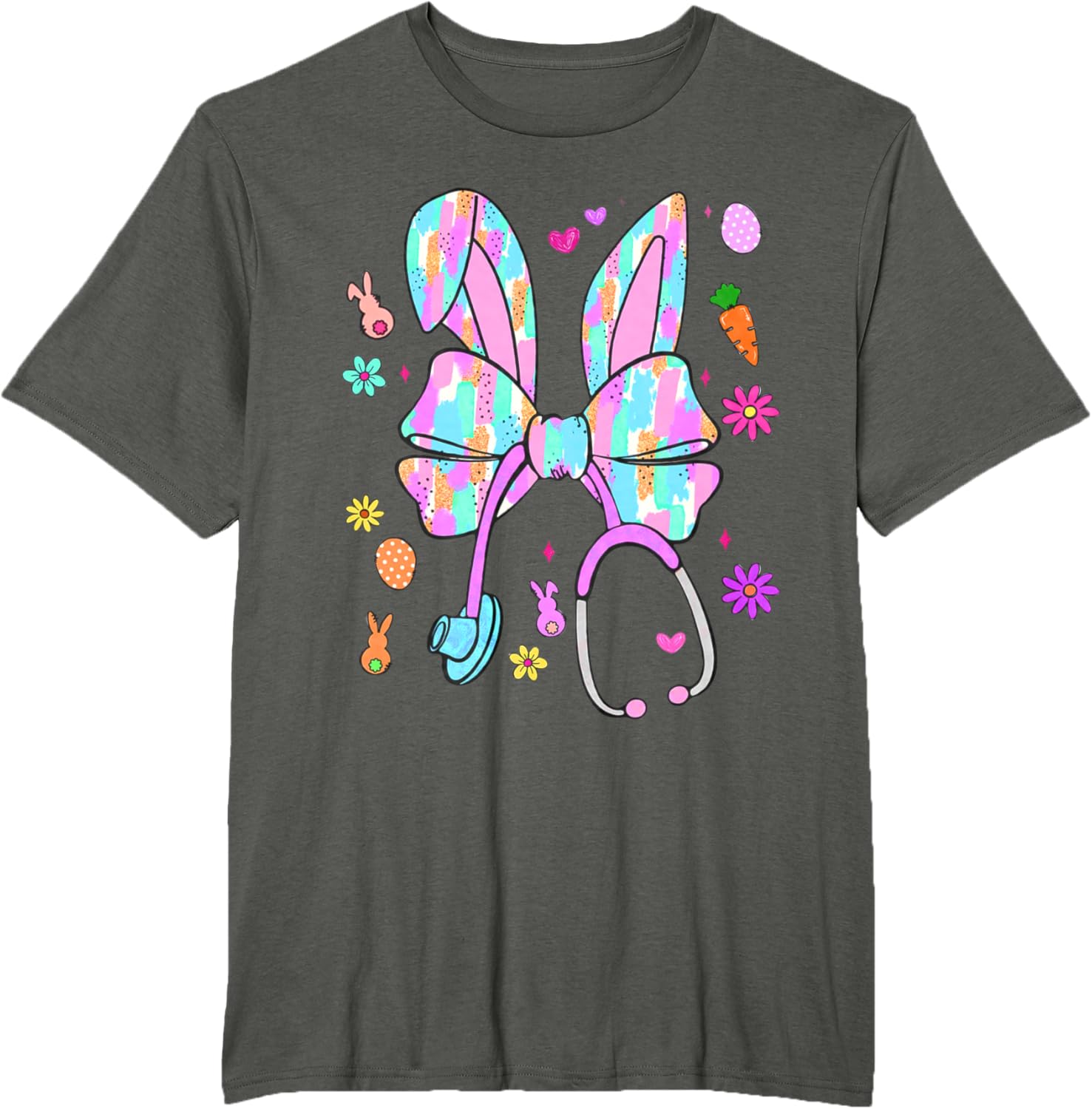 Easter Bunny Nurse Coquette Bow Bunny Ears Polka Dot Pattern T-Shirt