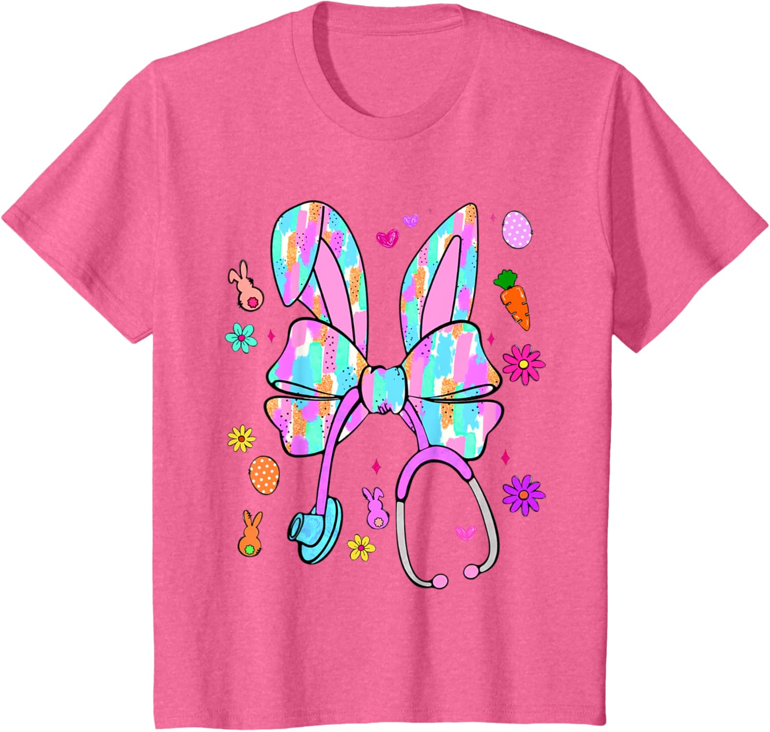 Easter Bunny Nurse Coquette Bow Bunny Ears Polka Dot Pattern T-Shirt