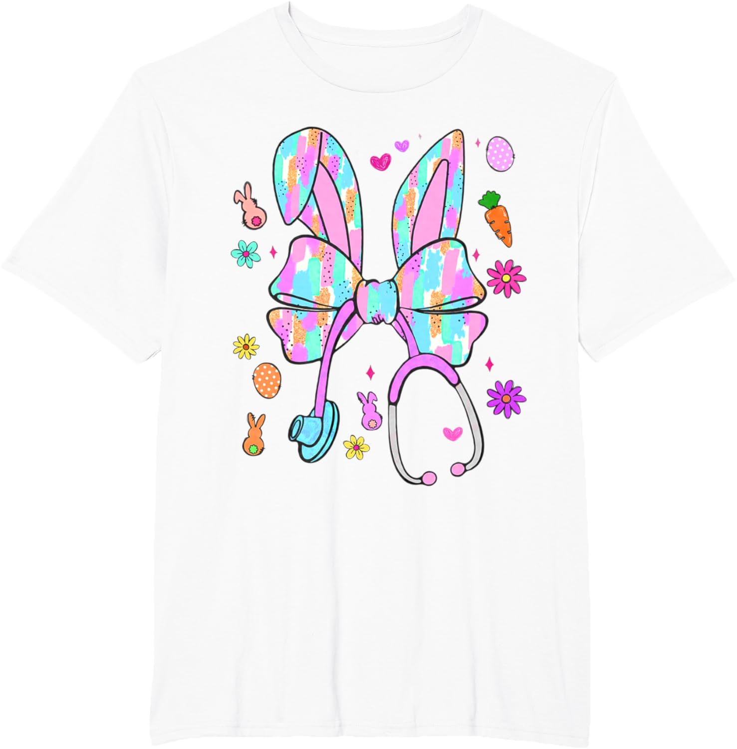 Easter Bunny Nurse Coquette Bow Bunny Ears Polka Dot Pattern T-Shirt