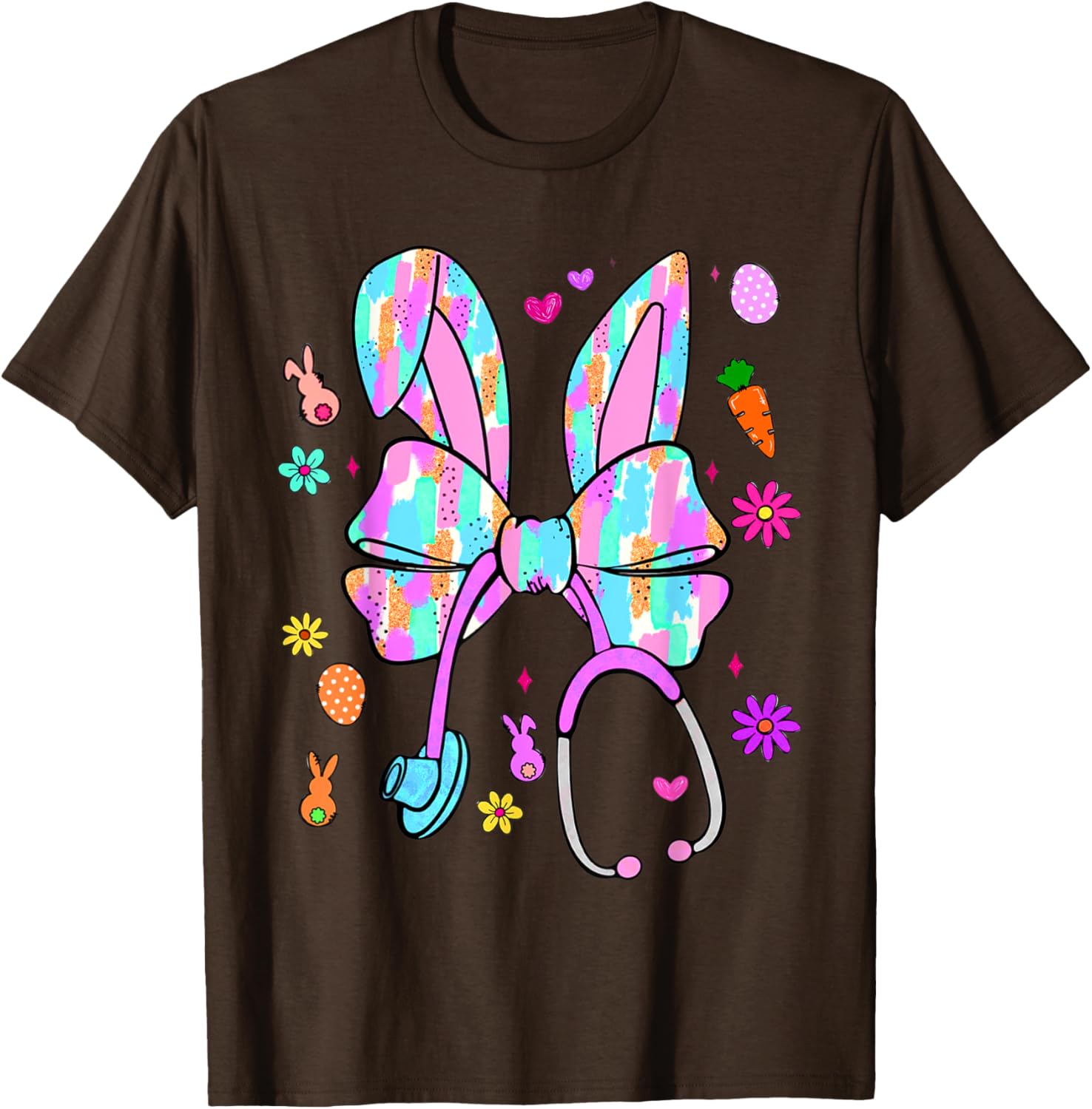 Easter Bunny Nurse Coquette Bow Bunny Ears Polka Dot Pattern T-Shirt