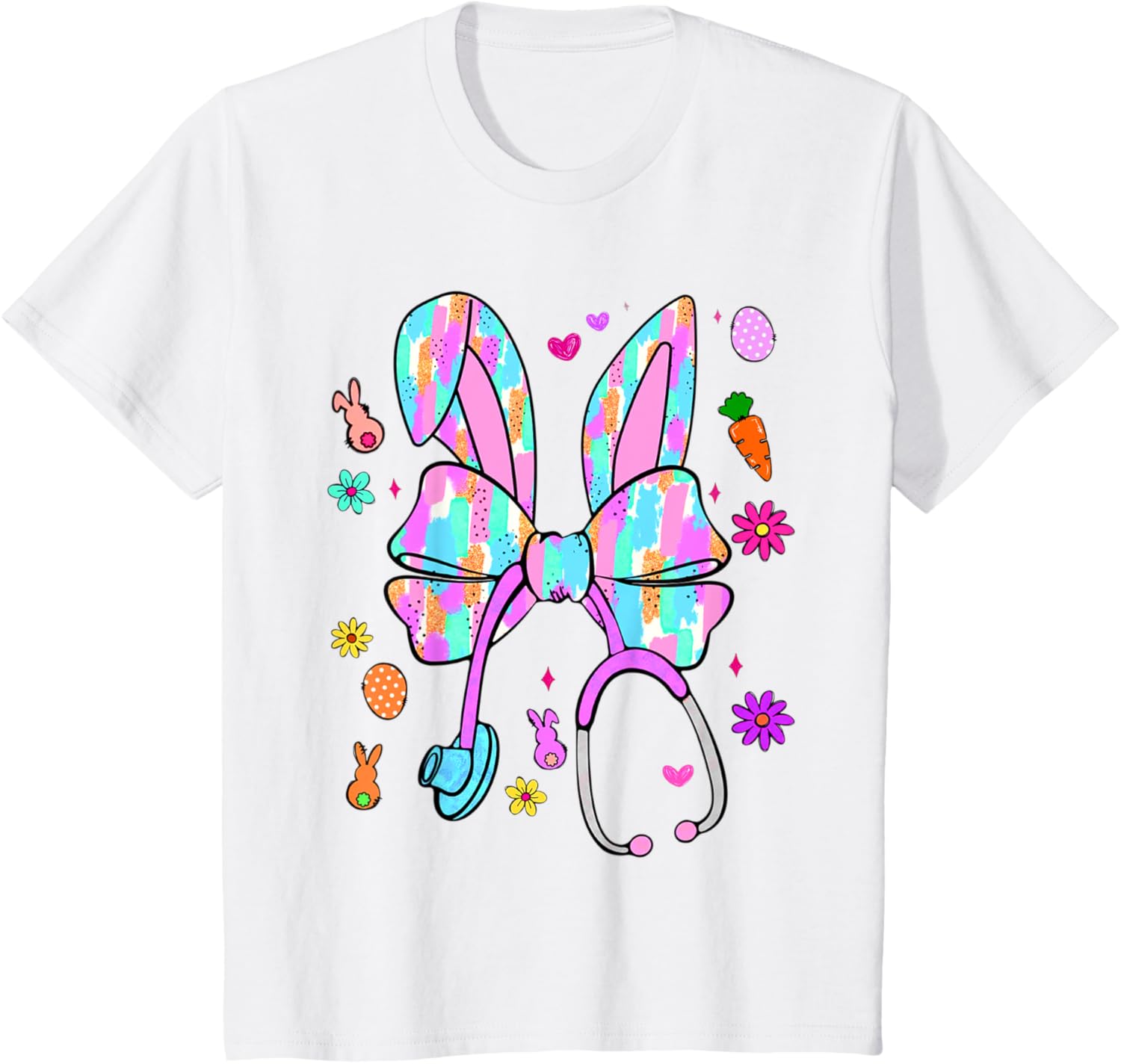 Easter Bunny Nurse Coquette Bow Bunny Ears Polka Dot Pattern T-Shirt