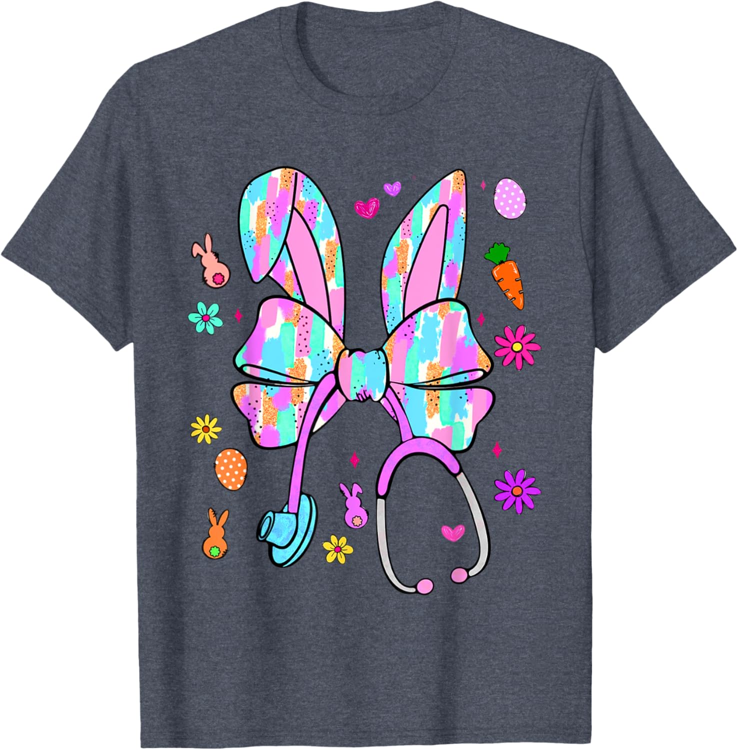 Easter Bunny Nurse Coquette Bow Bunny Ears Polka Dot Pattern T-Shirt