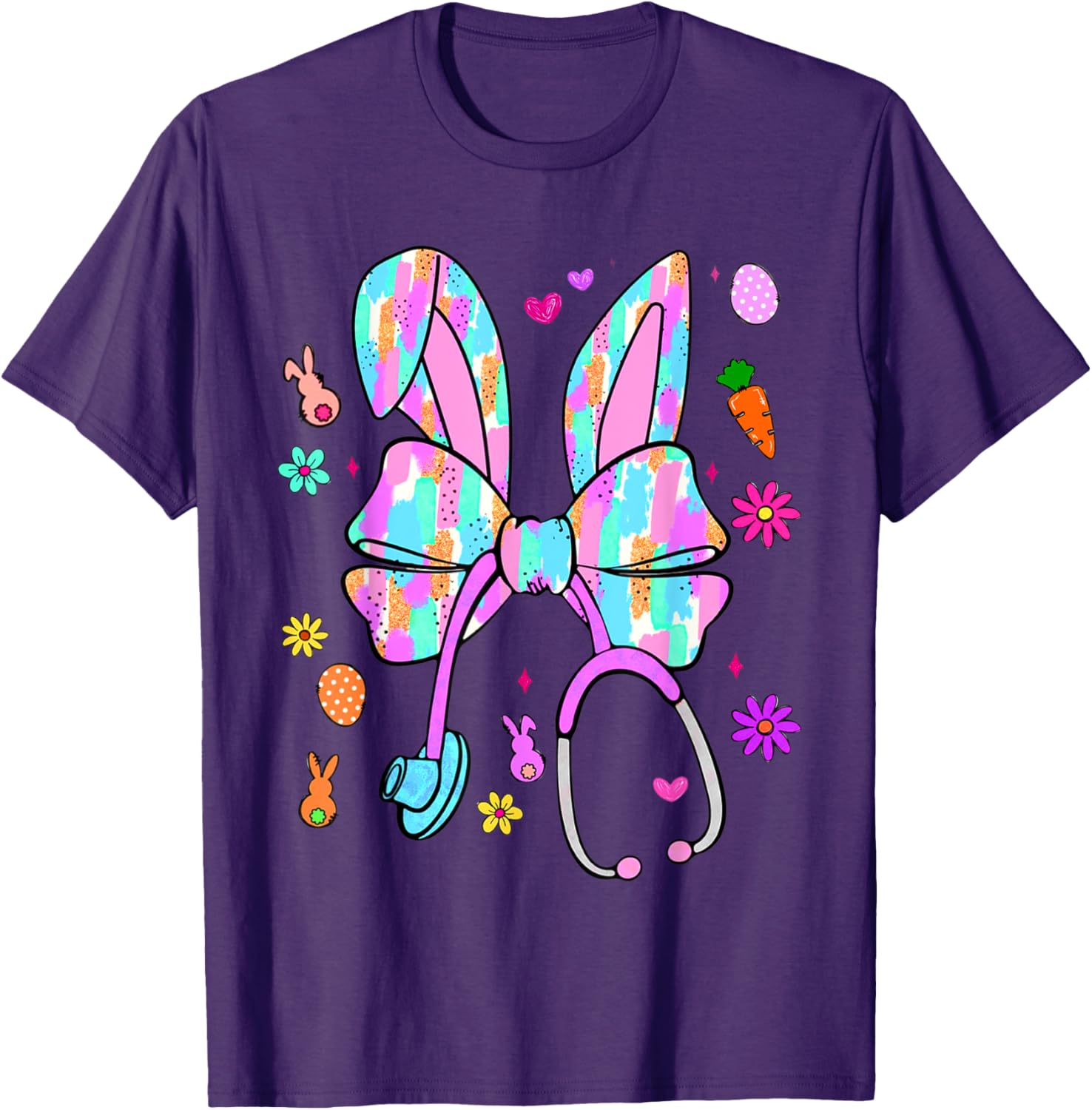 Easter Bunny Nurse Coquette Bow Bunny Ears Polka Dot Pattern T-Shirt