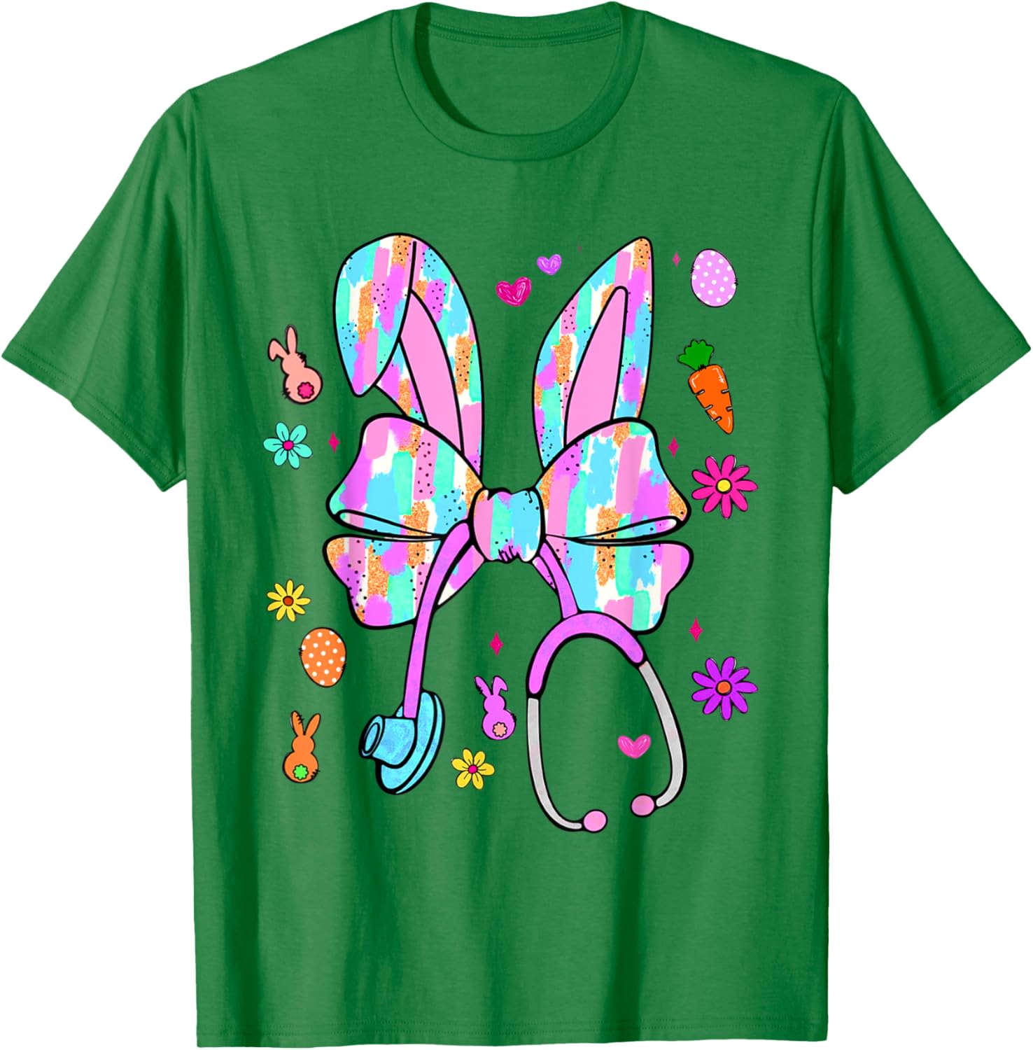 Easter Bunny Nurse Coquette Bow Bunny Ears Polka Dot Pattern T-Shirt