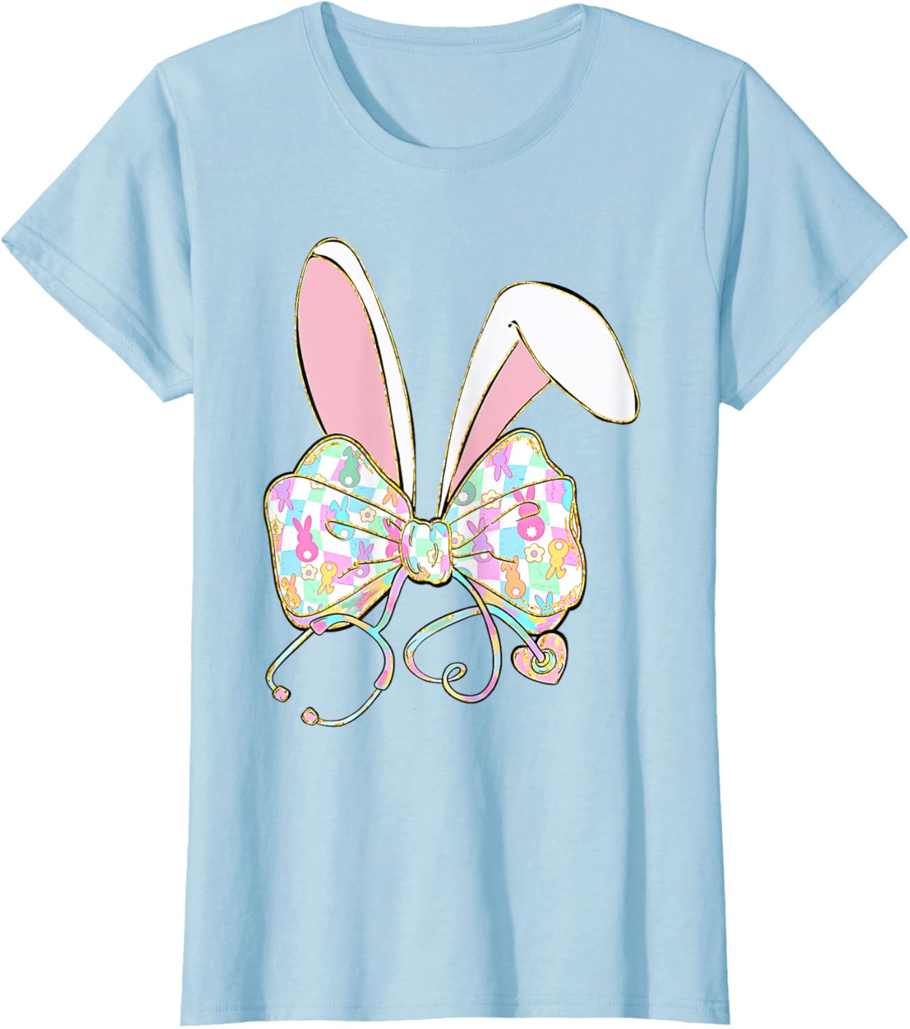 Easter Bunny Nurse Coquette Bow Nurse Easter Day For Women T-Shirt