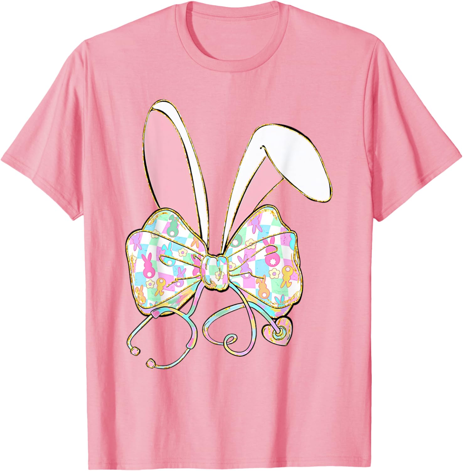 Easter Bunny Nurse Coquette Bow Nurse Easter Day For Women T-Shirt