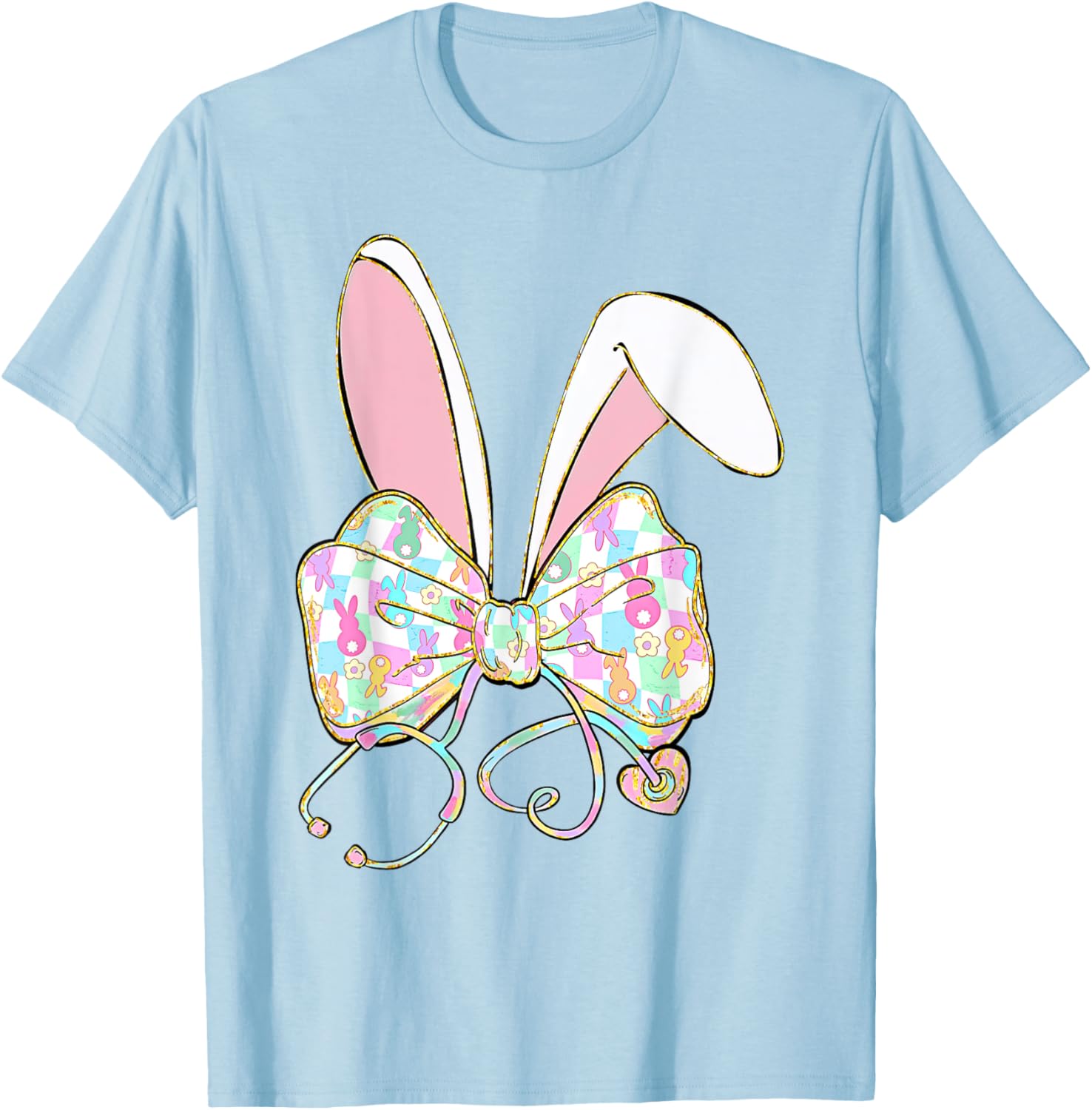 Easter Bunny Nurse Coquette Bow Nurse Easter Day For Women T-Shirt