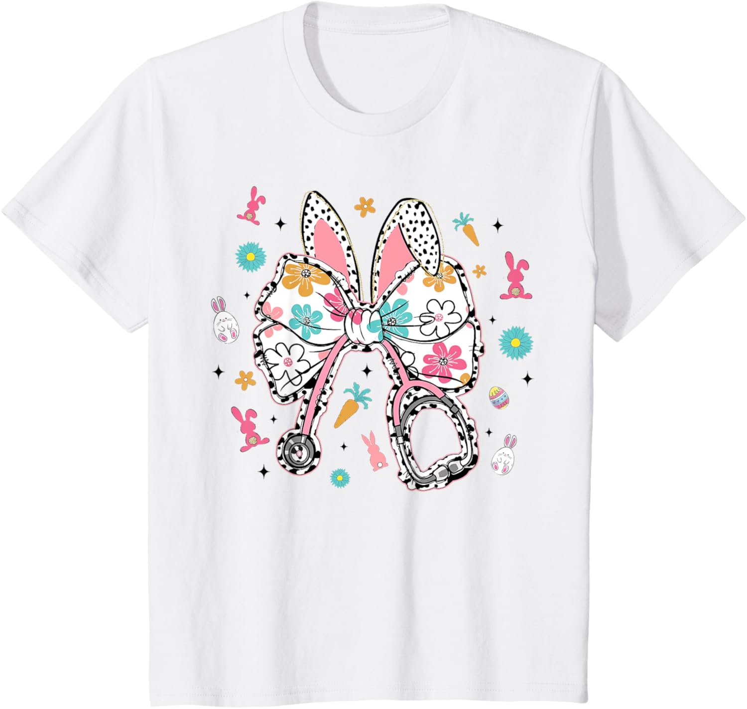 Easter Bunny Nurse Coquette Bow Nurse Easter Day For Women T-Shirt