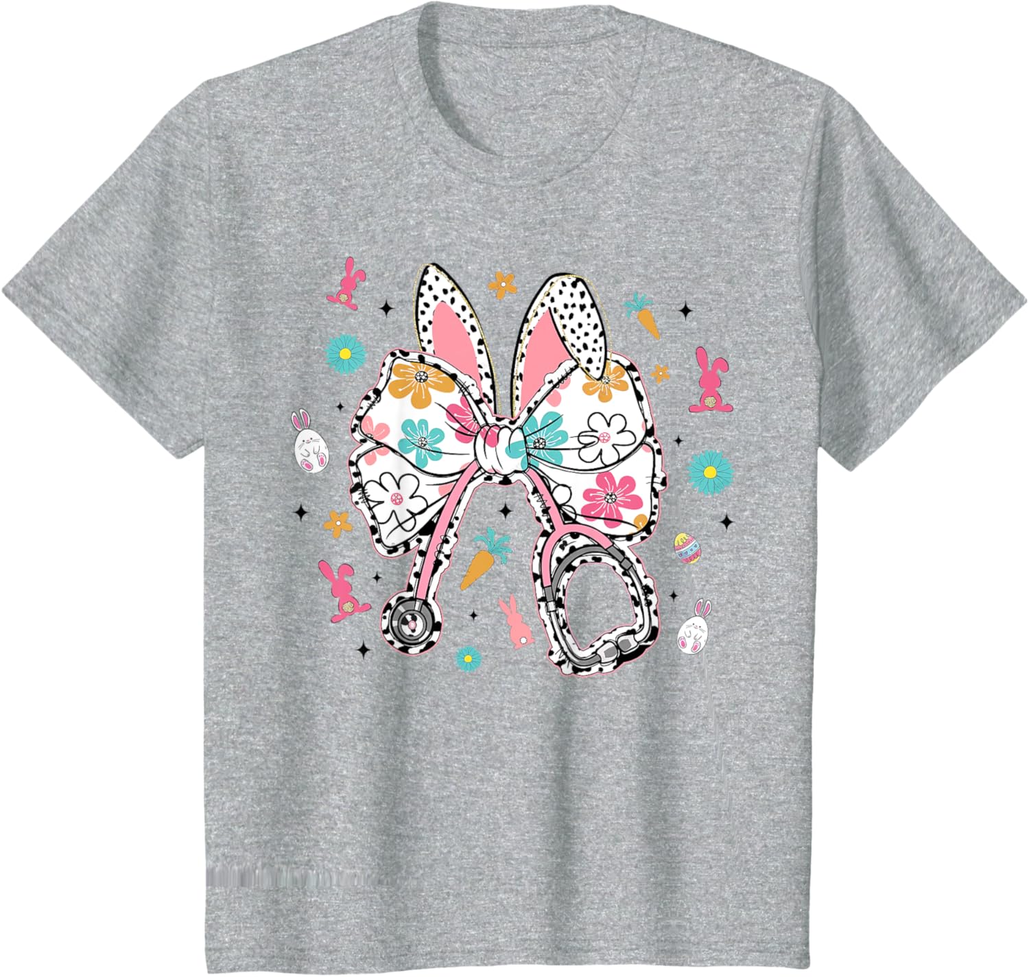 Easter Bunny Nurse Coquette Bow Nurse Easter Day For Women T-Shirt