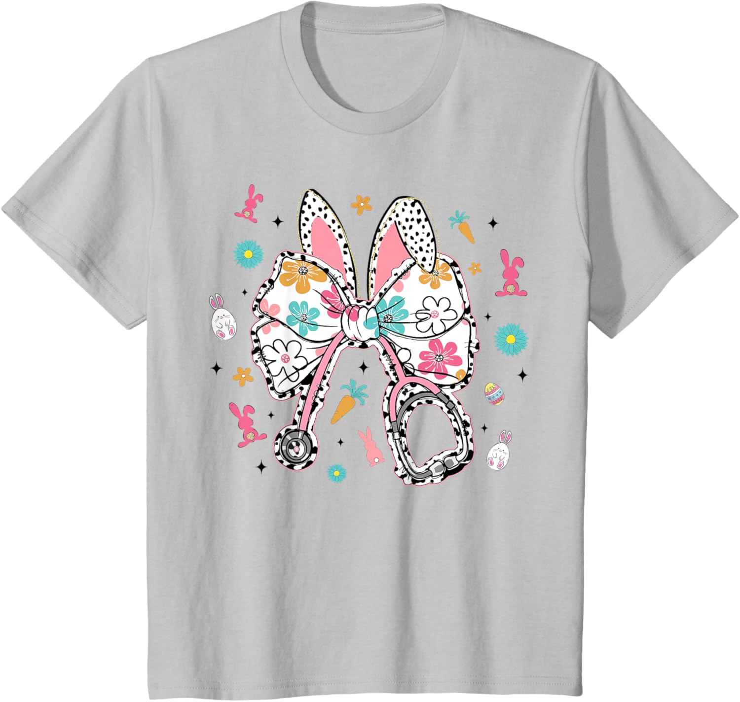 Easter Bunny Nurse Coquette Bow Nurse Easter Day For Women T-Shirt