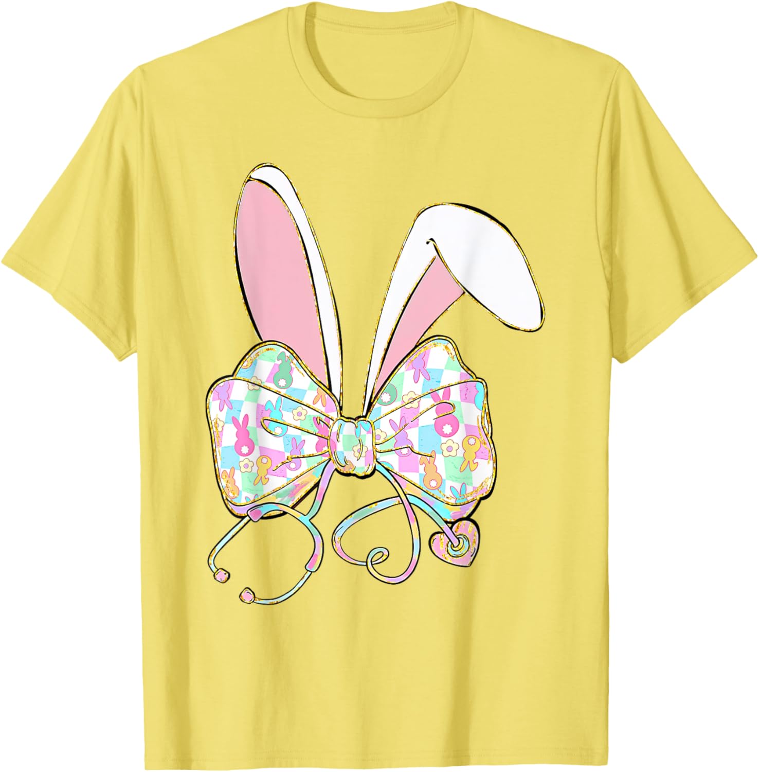 Easter Bunny Nurse Coquette Bow Nurse Easter Day For Women T-Shirt