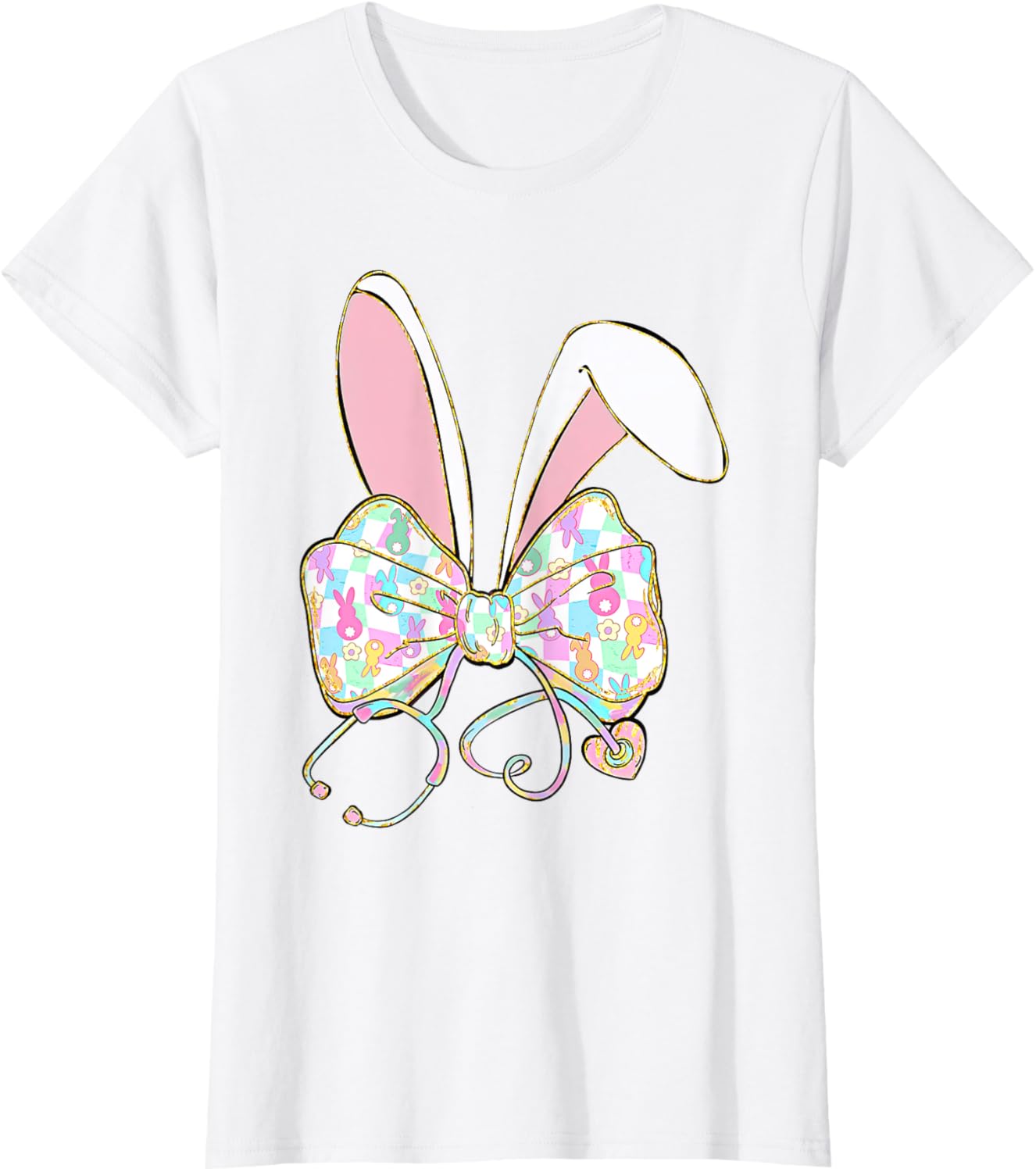 Easter Bunny Nurse Coquette Bow Nurse Easter Day For Women T-Shirt