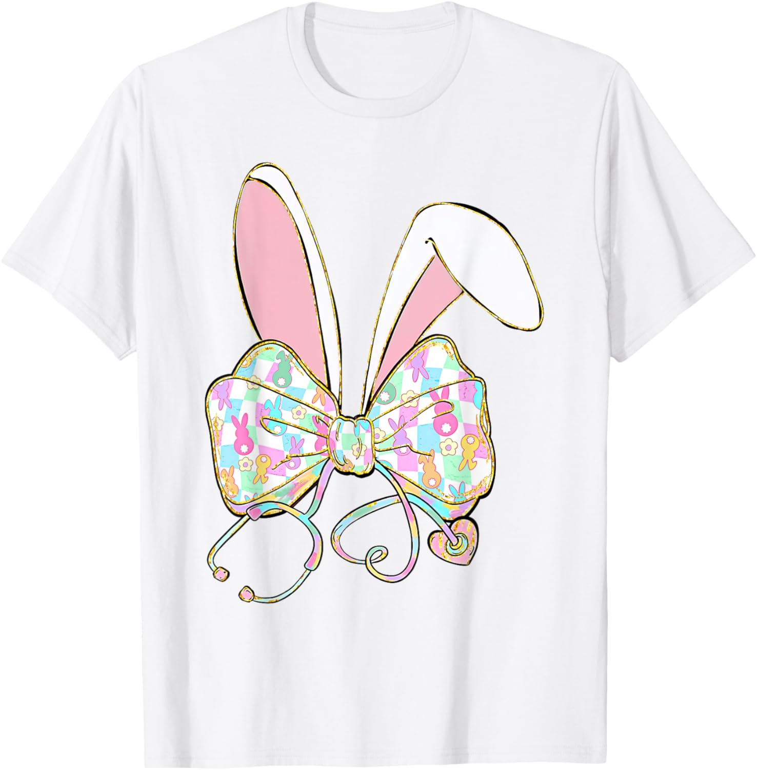 Easter Bunny Nurse Coquette Bow Nurse Easter Day For Women T-Shirt