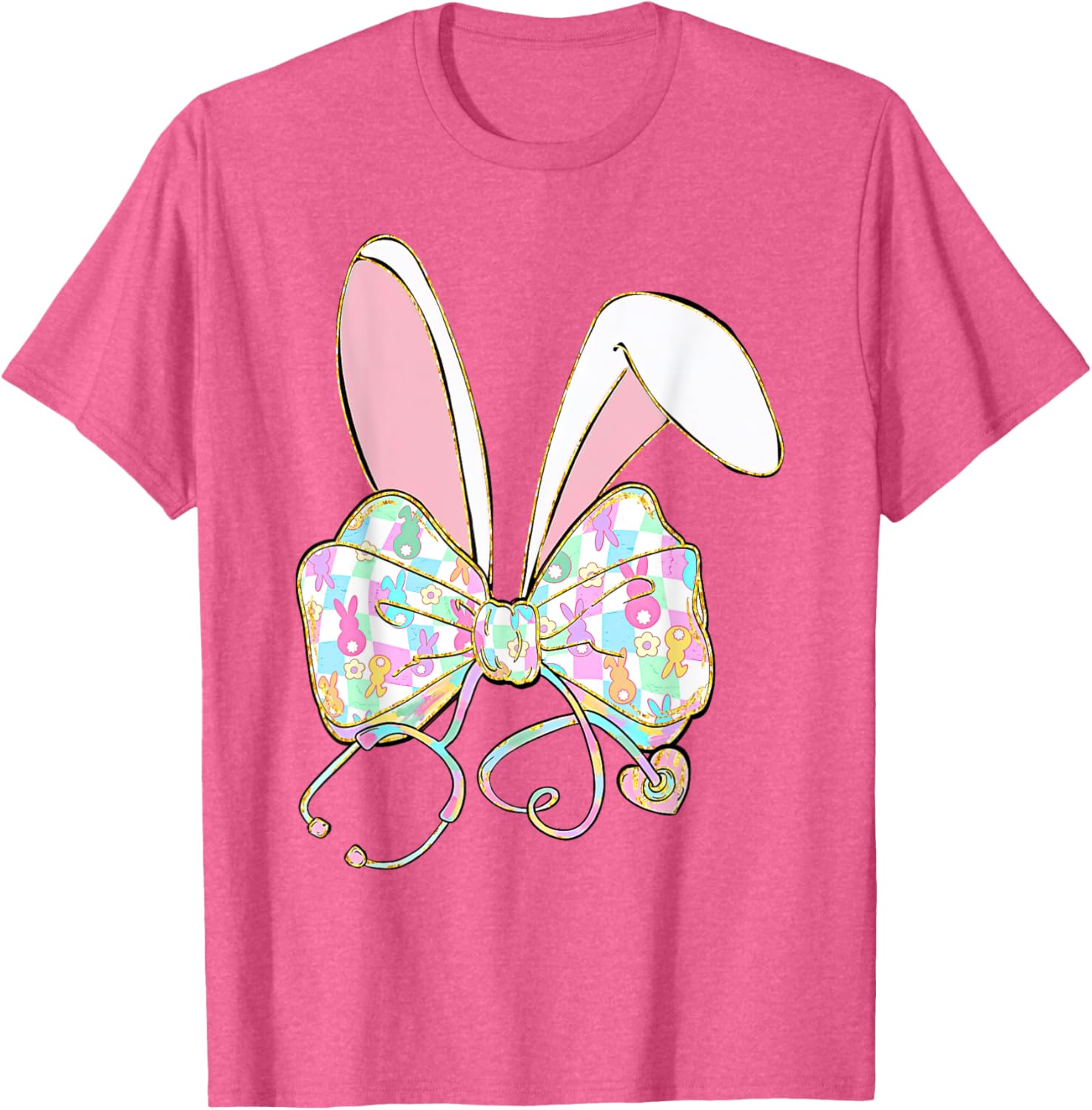 Easter Bunny Nurse Coquette Bow Nurse Easter Day For Women T-Shirt