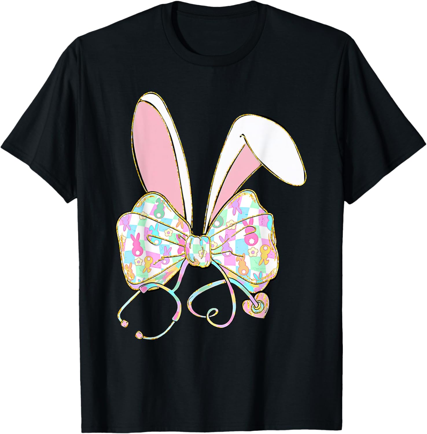 Easter Bunny Nurse Coquette Bow Nurse Easter Day For Women T-Shirt