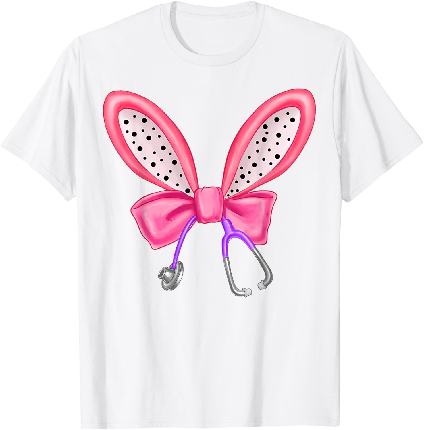 Easter Bunny Nurse Coquette Bow Stethoscope Nurse Easter Day T-Shirt