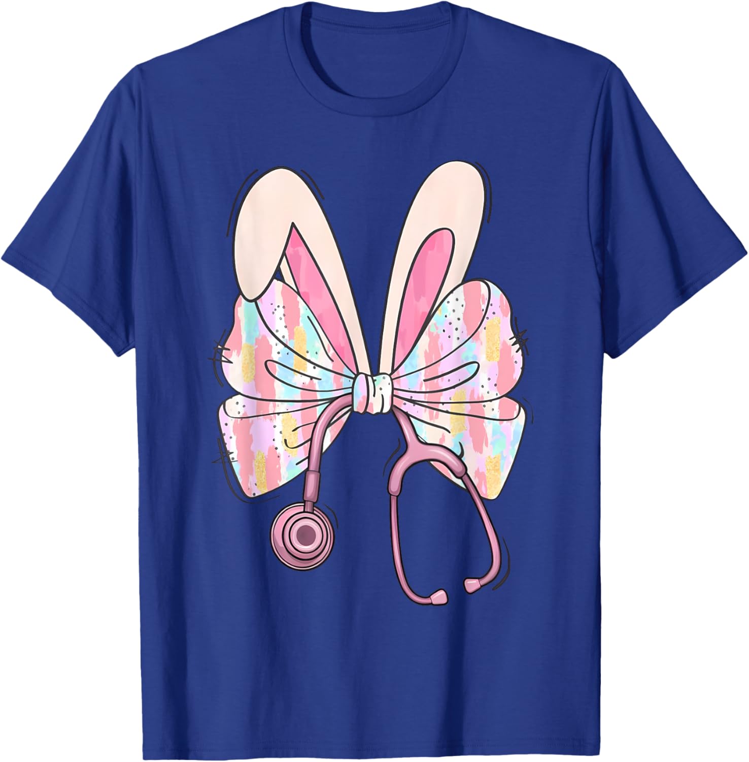 Easter Bunny Nurse Coquette Bow Stethoscope Nurse Easter Day T-Shirt