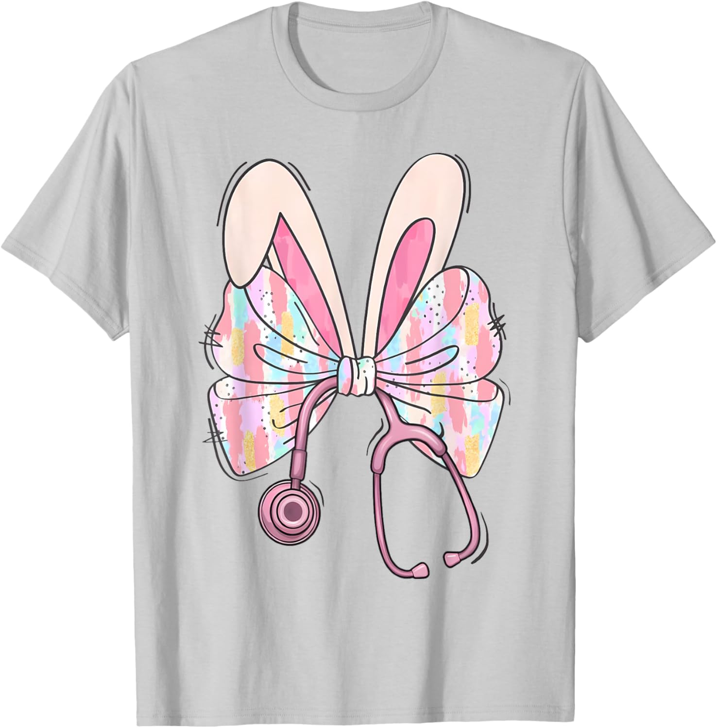 Easter Bunny Nurse Coquette Bow Stethoscope Nurse Easter Day T-Shirt