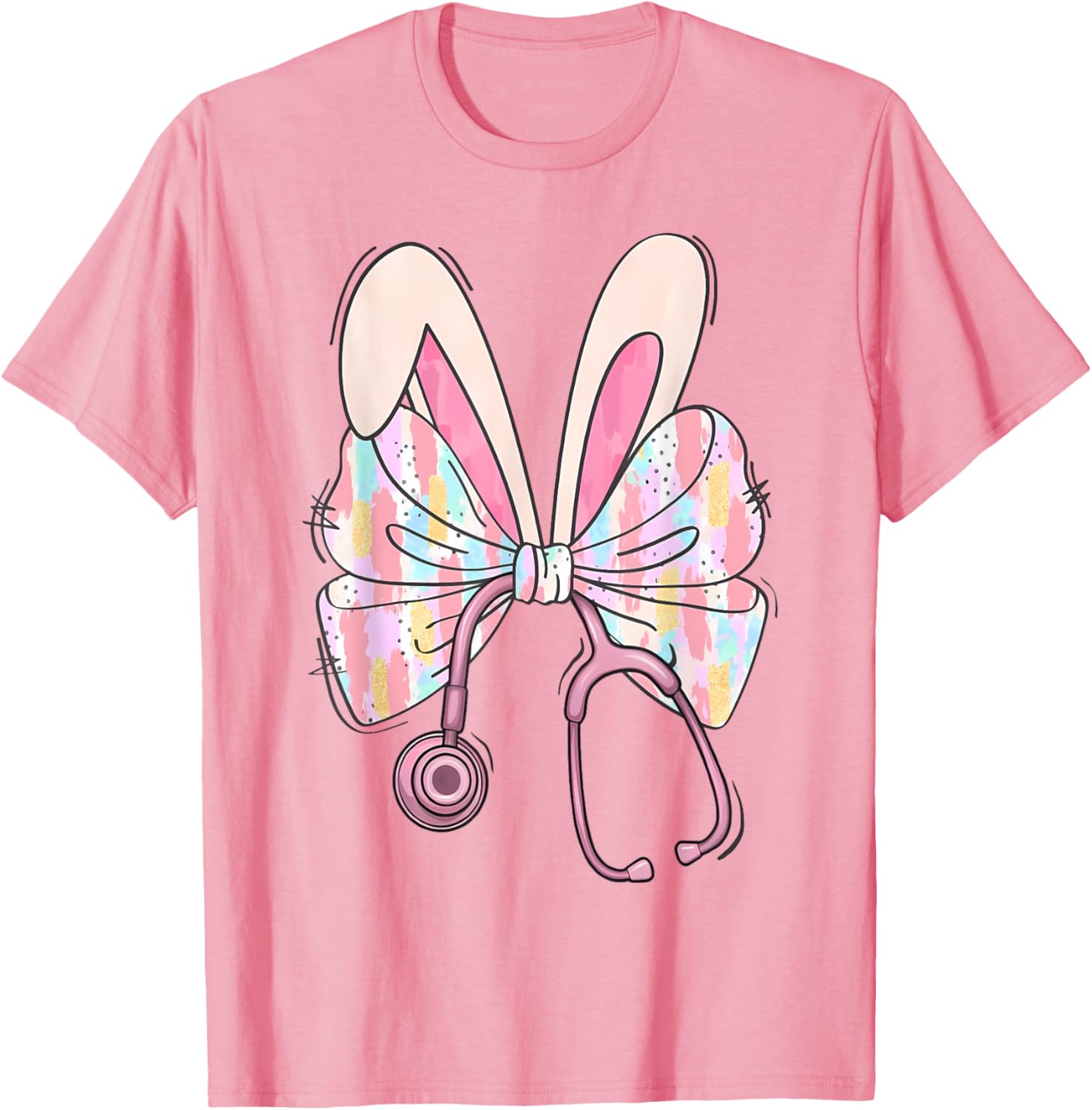 Easter Bunny Nurse Coquette Bow Stethoscope Nurse Easter Day T-Shirt