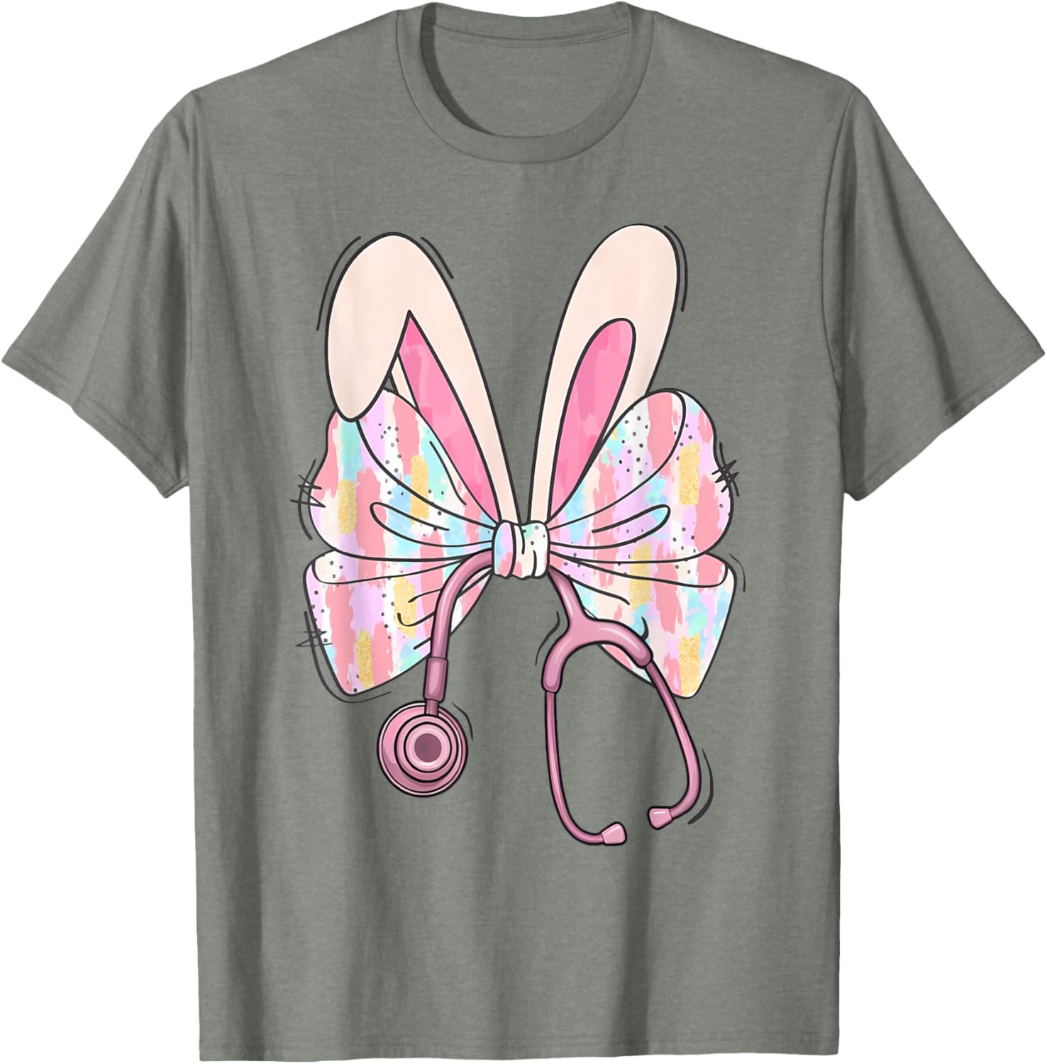 Easter Bunny Nurse Coquette Bow Stethoscope Nurse Easter Day T-Shirt