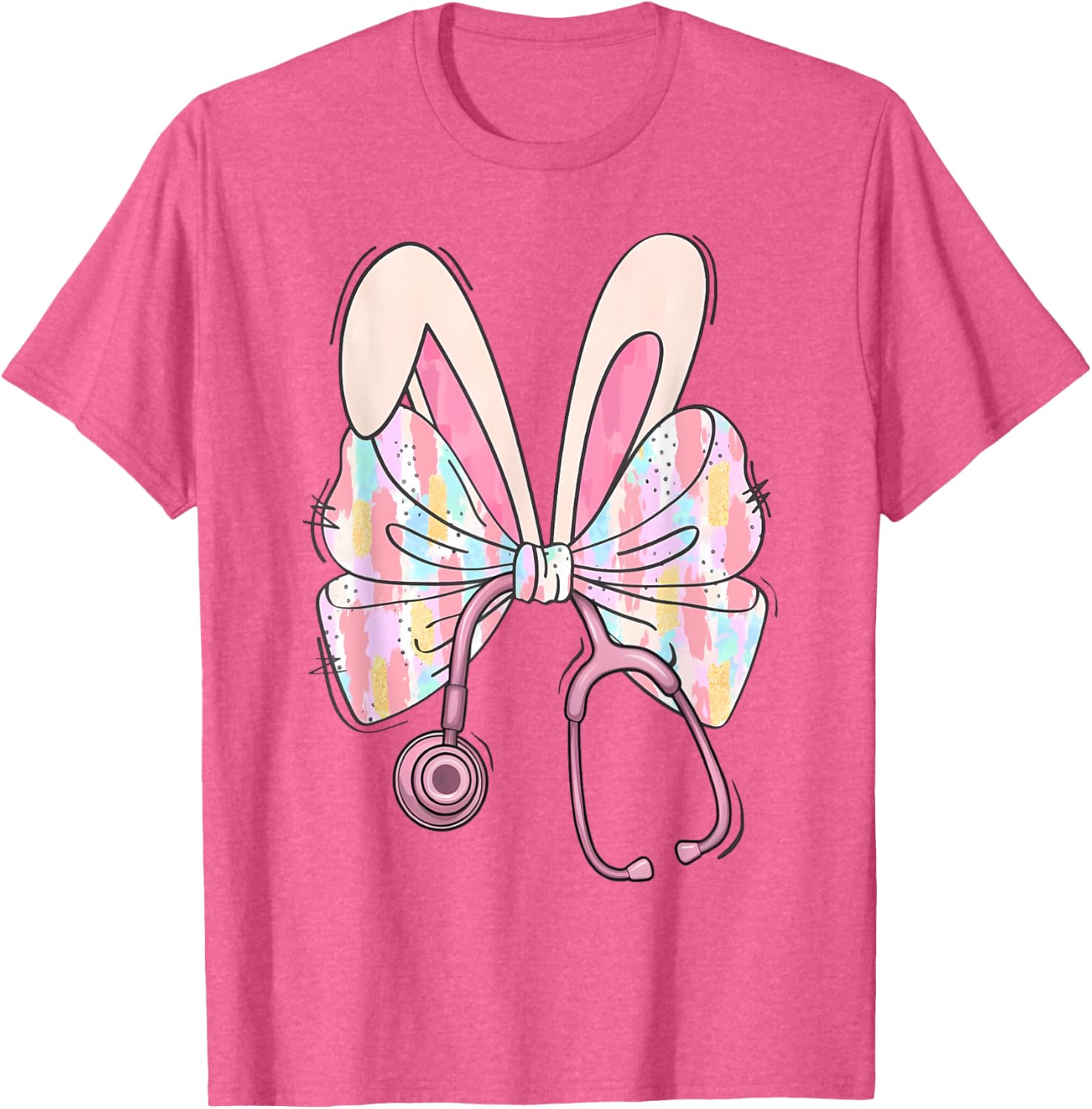 Easter Bunny Nurse Coquette Bow Stethoscope Nurse Easter Day T-Shirt