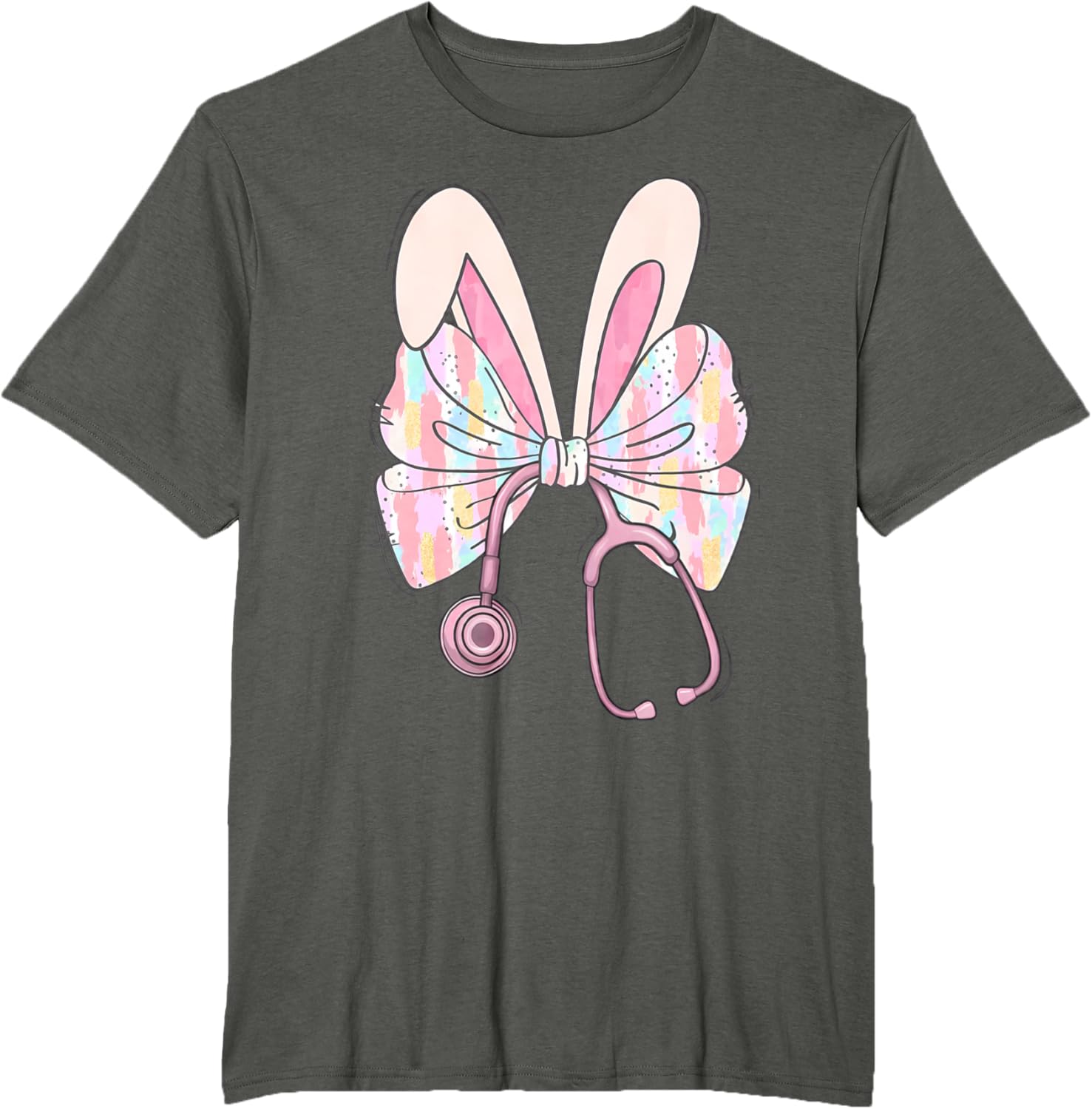 Easter Bunny Nurse Coquette Bow Stethoscope Nurse Easter Day T-Shirt