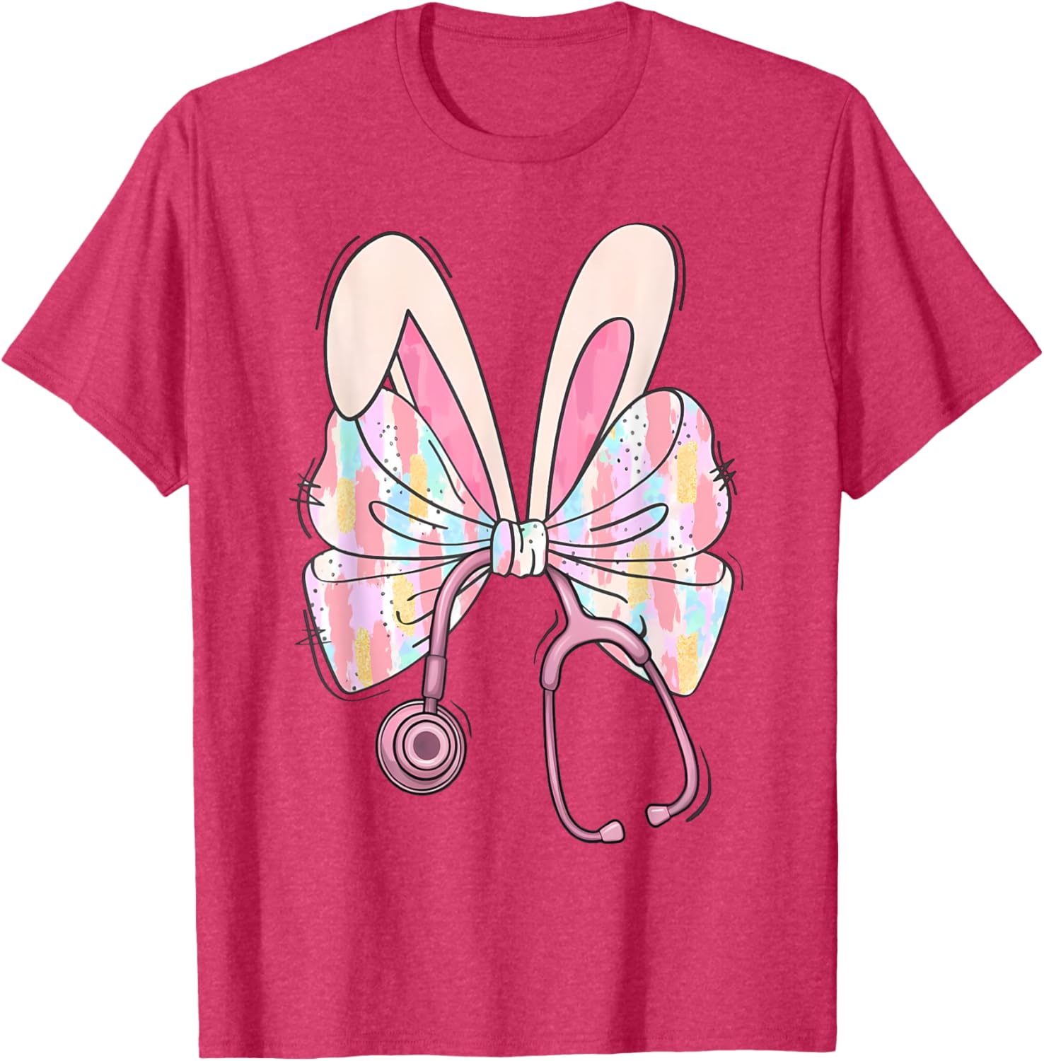 Easter Bunny Nurse Coquette Bow Stethoscope Nurse Easter Day T-Shirt