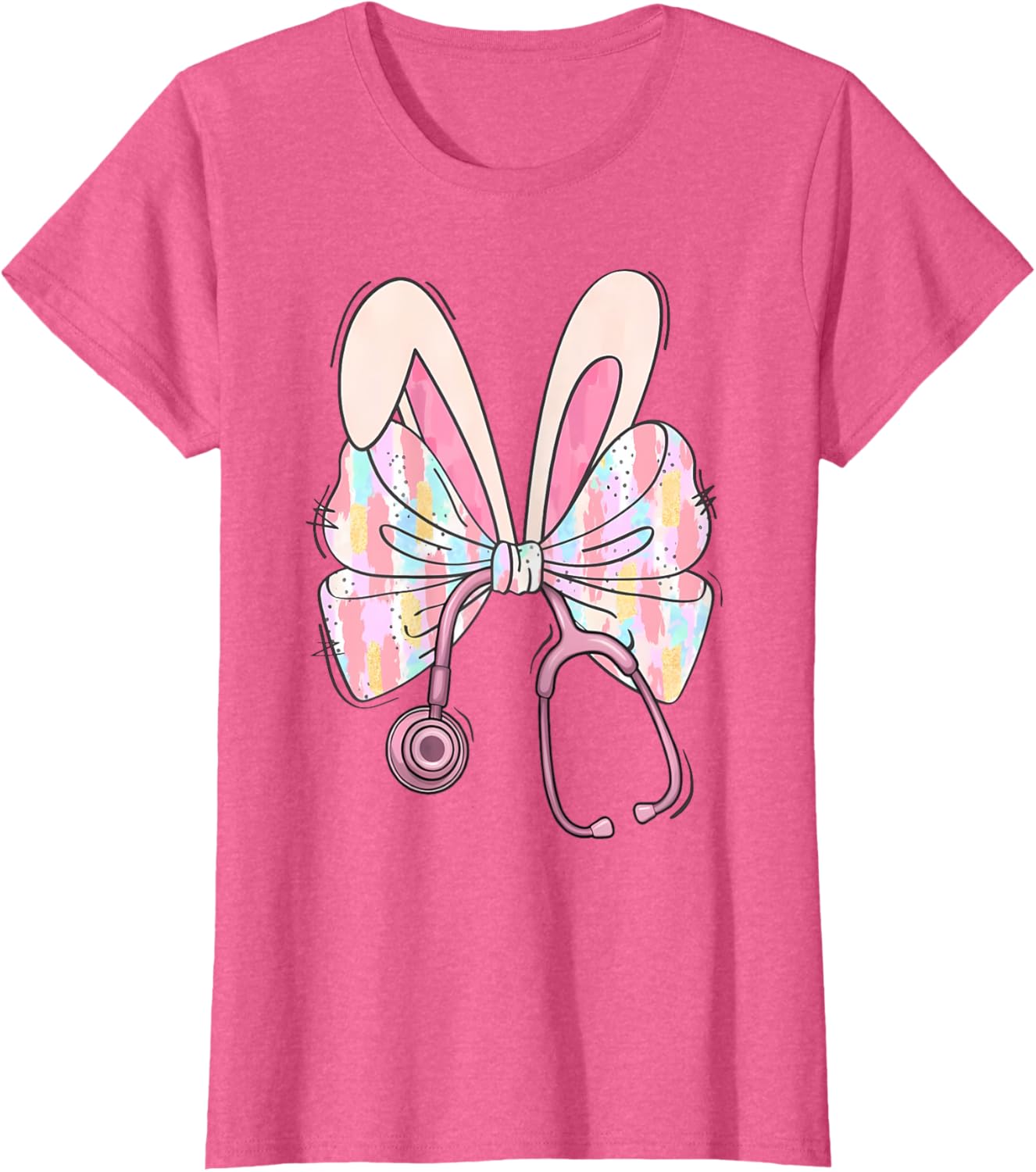 Easter Bunny Nurse Coquette Bow Stethoscope Nurse Easter Day T-Shirt