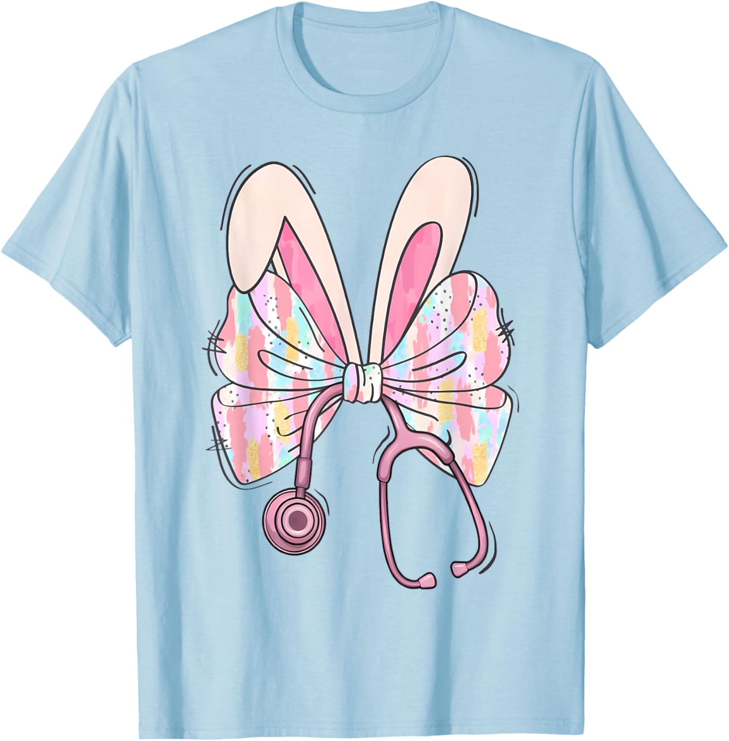 Easter Bunny Nurse Coquette Bow Stethoscope Nurse Easter Day T-Shirt