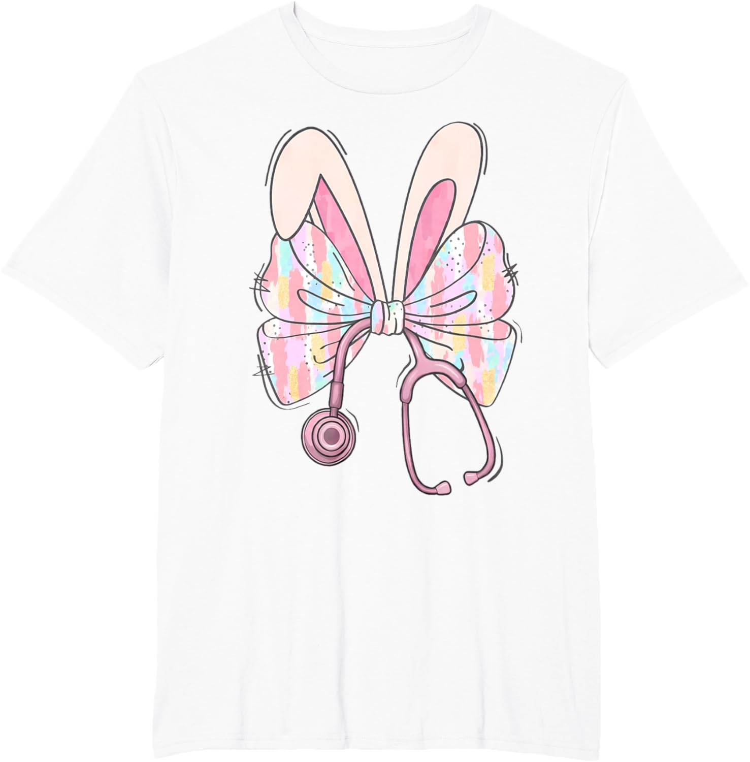 Easter Bunny Nurse Coquette Bow Stethoscope Nurse Easter Day T-Shirt