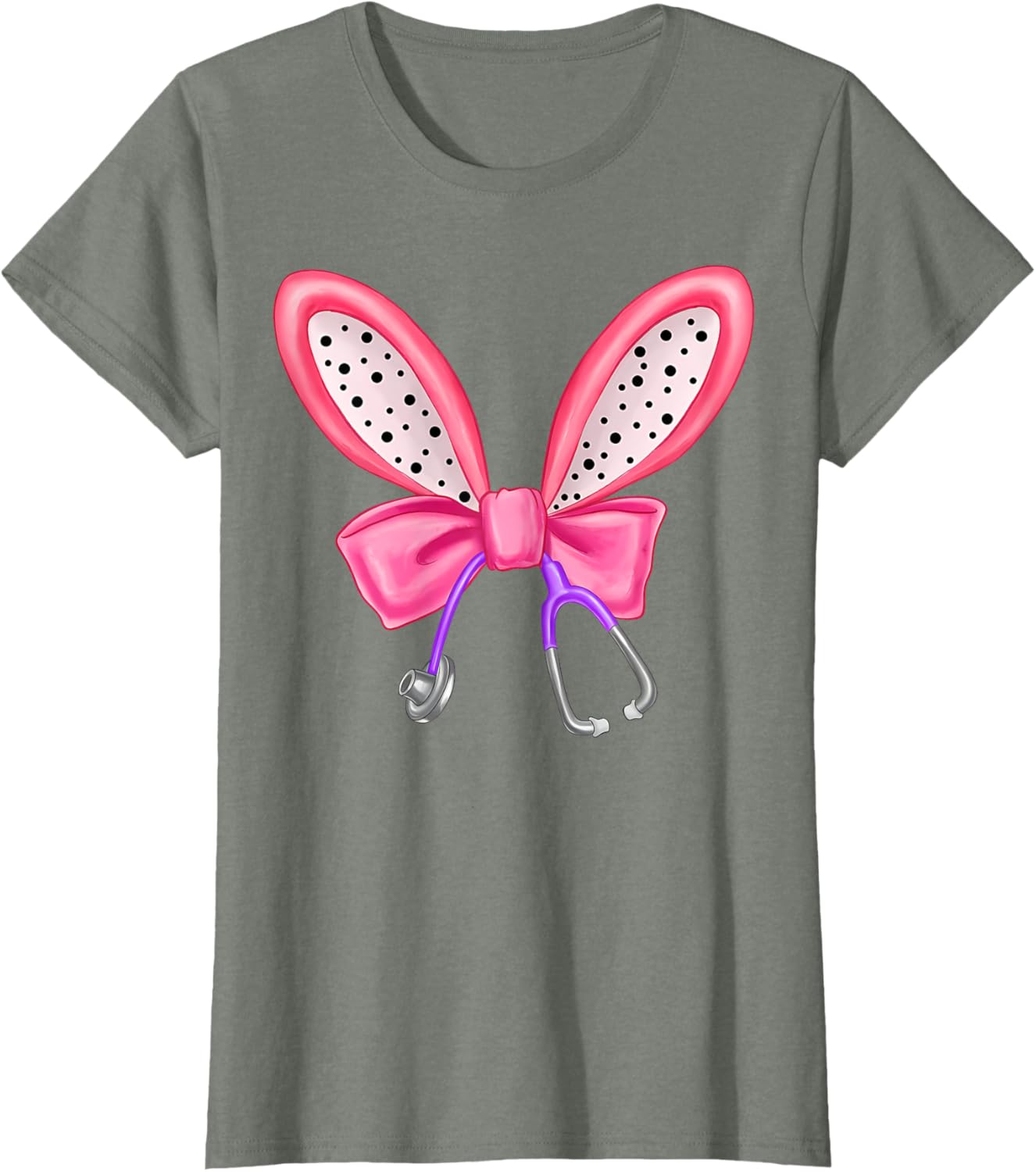 Easter Bunny Nurse Coquette Bow Stethoscope Nurse Easter Day T-Shirt