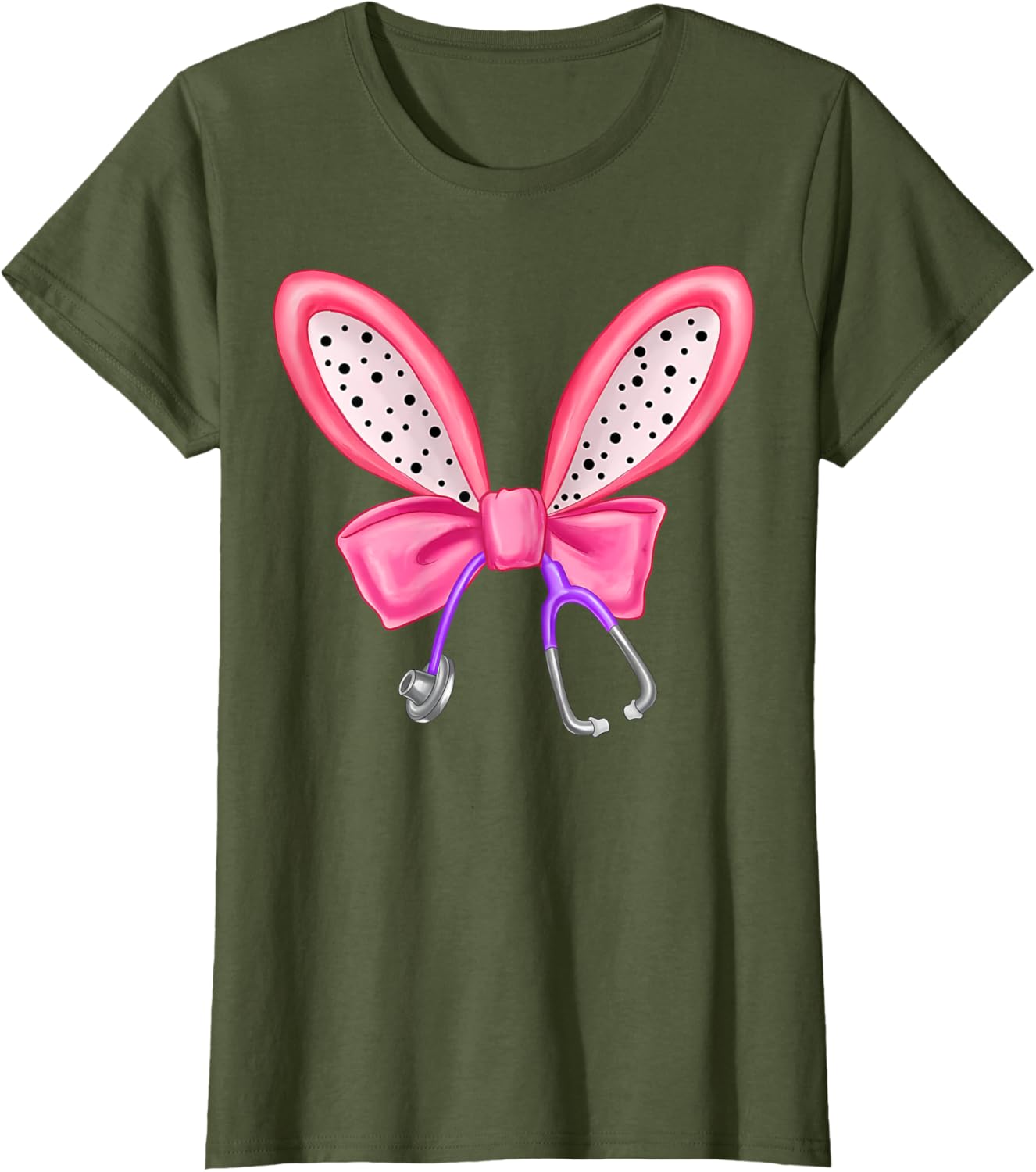 Easter Bunny Nurse Coquette Bow Stethoscope Nurse Easter Day T-Shirt