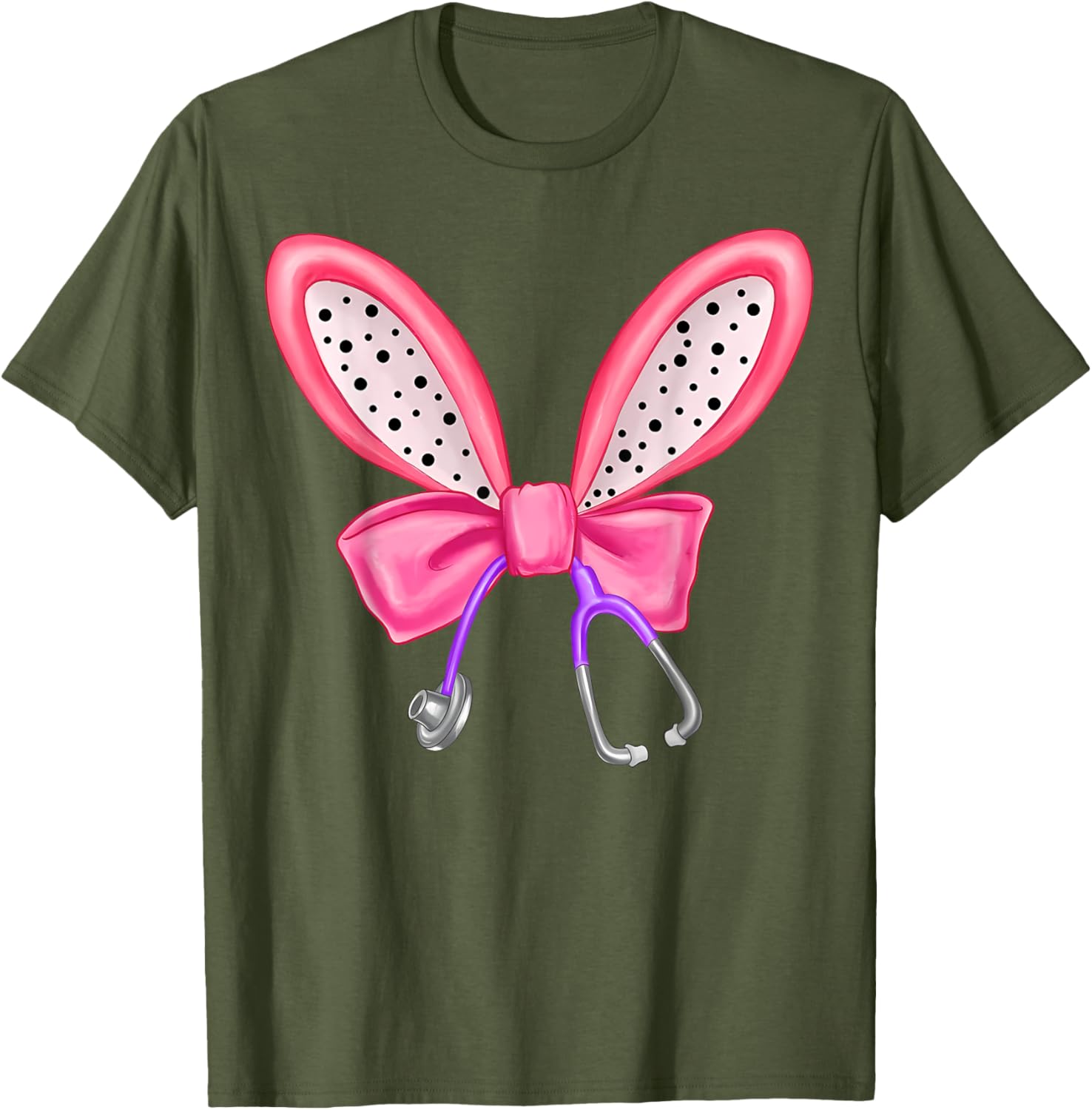 Easter Bunny Nurse Coquette Bow Stethoscope Nurse Easter Day T-Shirt