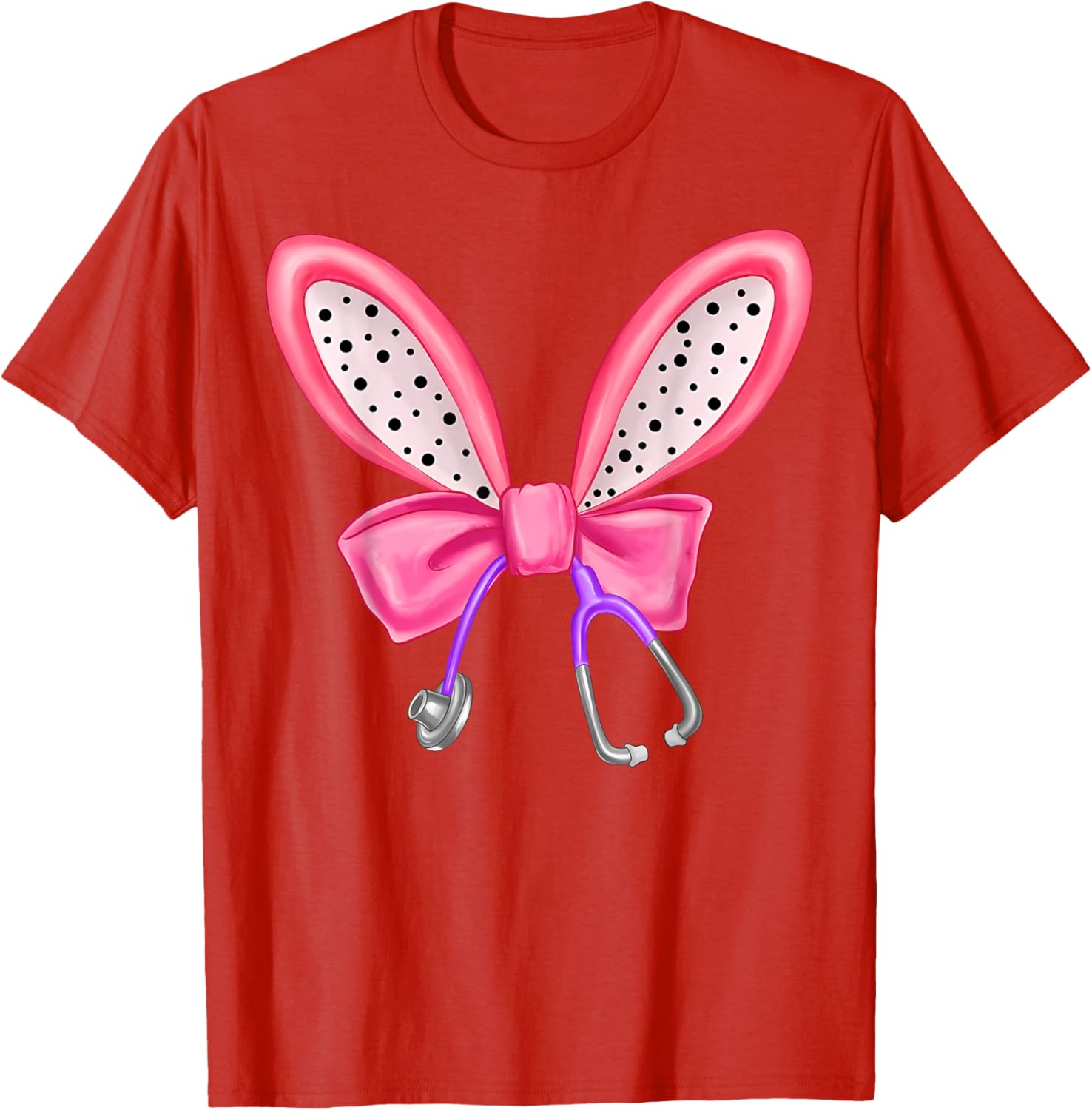 Easter Bunny Nurse Coquette Bow Stethoscope Nurse Easter Day T-Shirt