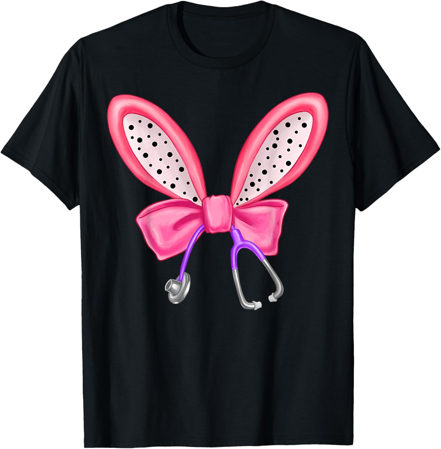 Easter Bunny Nurse Coquette Bow Stethoscope Nurse Easter Day T-Shirt