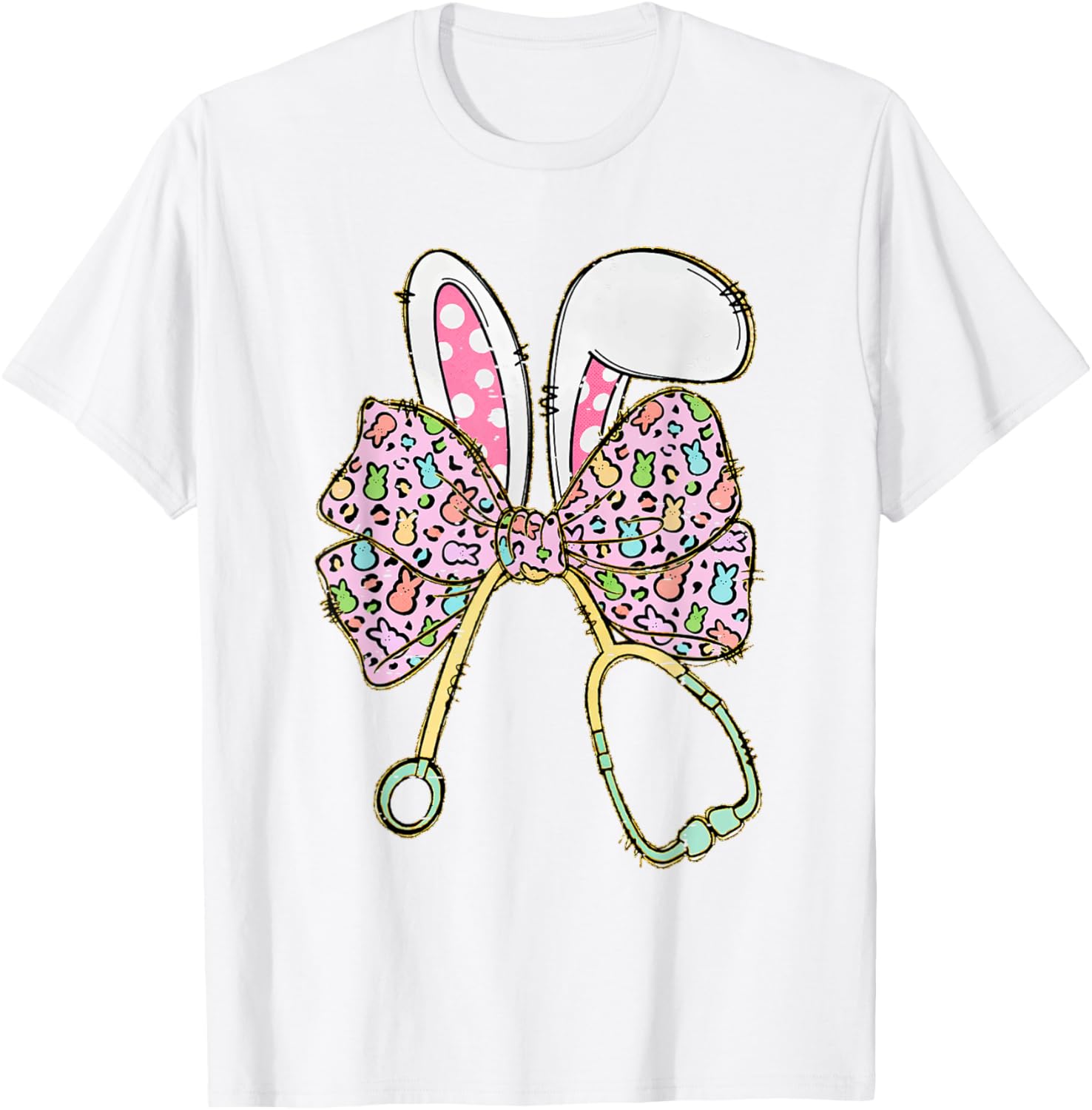 Easter Bunny Nurse Coquette Bow Stethoscope Nurse Easter Day T-Shirt