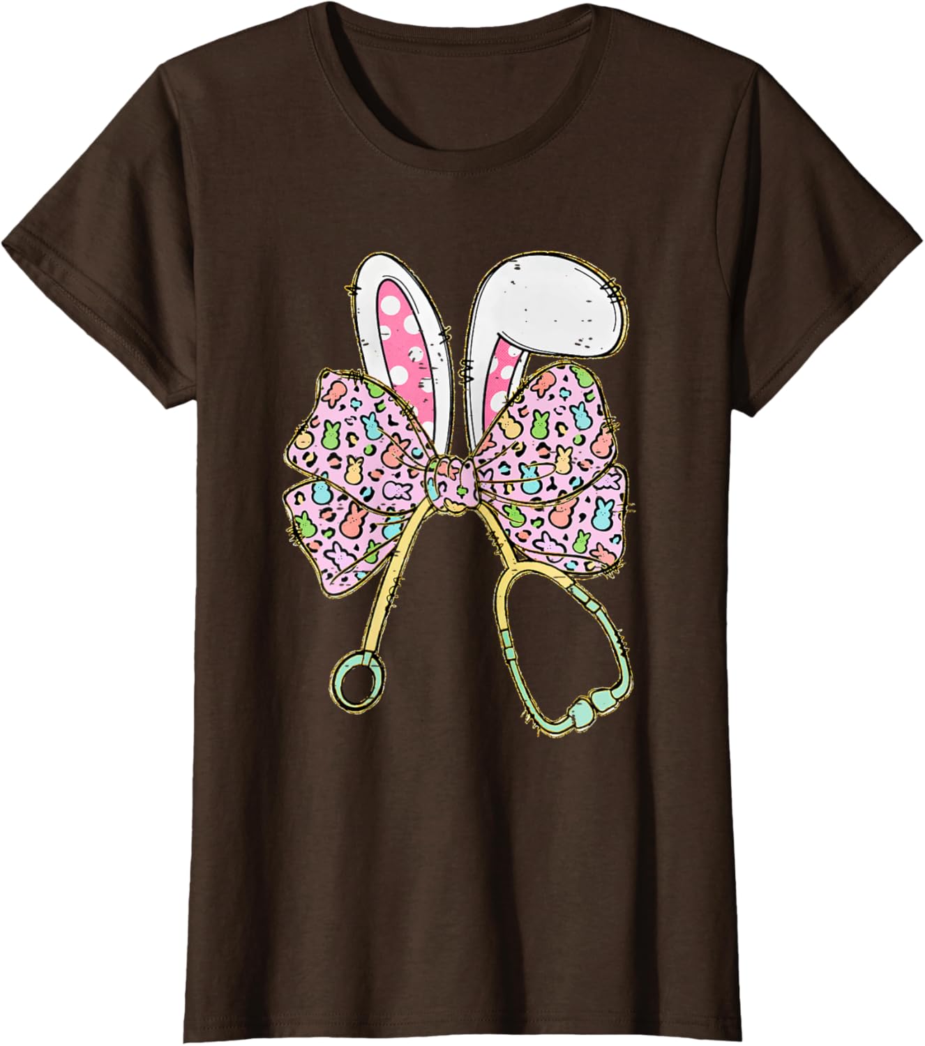 Easter Bunny Nurse Coquette Bow Stethoscope Nurse Easter Day T-Shirt