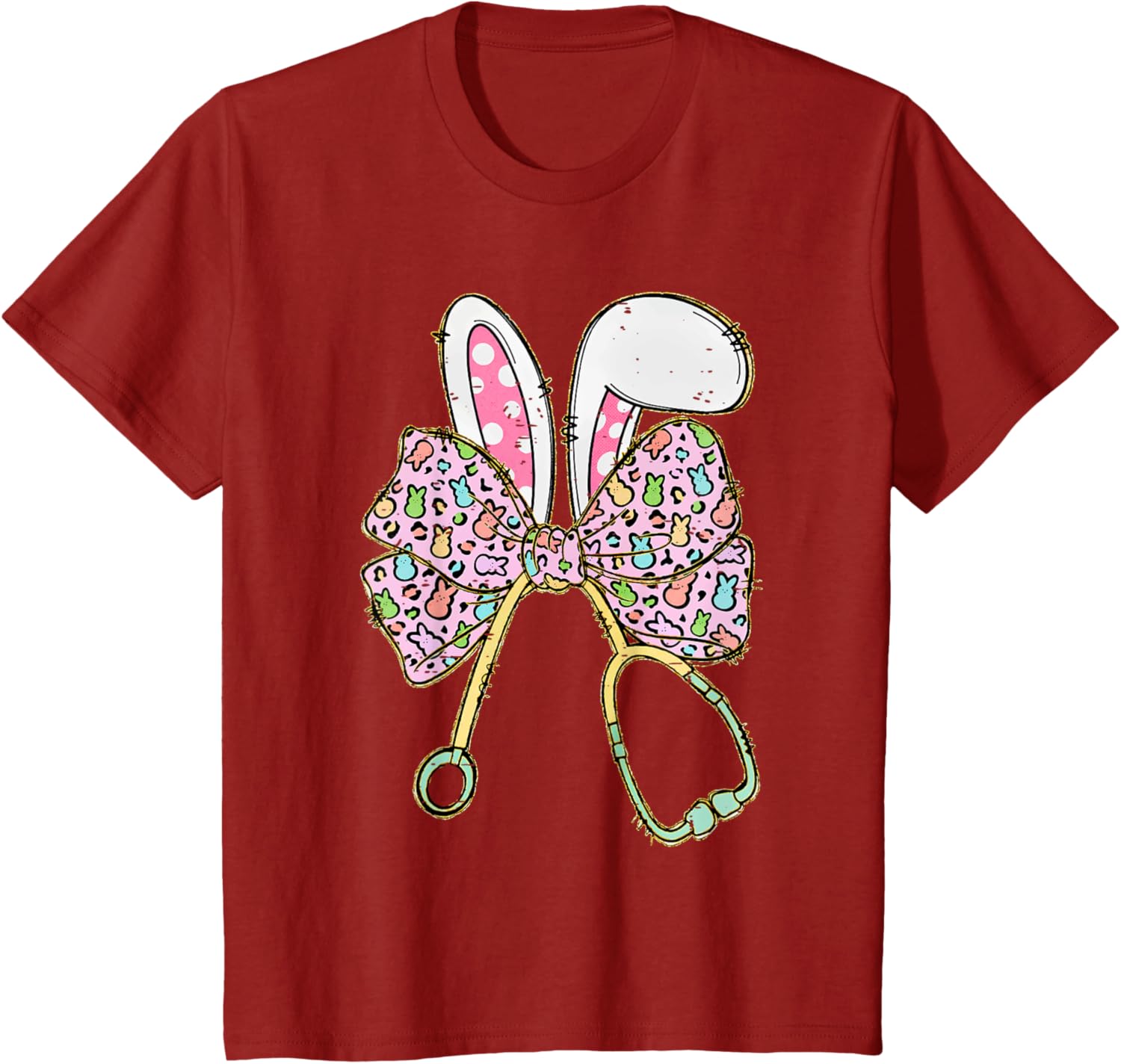 Easter Bunny Nurse Coquette Bow Stethoscope Nurse Easter Day T-Shirt