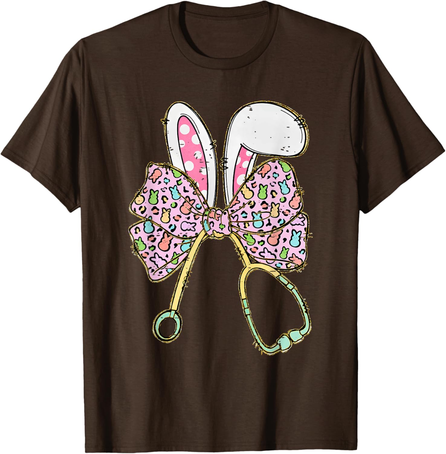 Easter Bunny Nurse Coquette Bow Stethoscope Nurse Easter Day T-Shirt