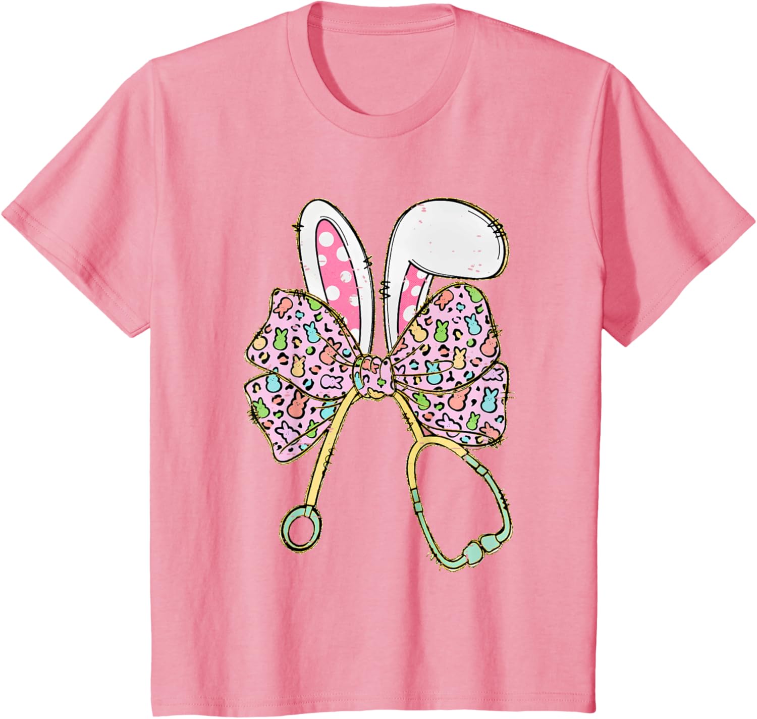 Easter Bunny Nurse Coquette Bow Stethoscope Nurse Easter Day T-Shirt