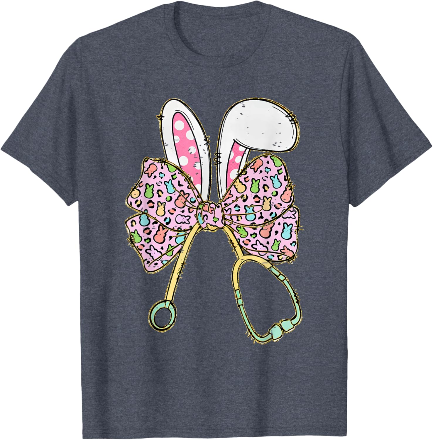 Easter Bunny Nurse Coquette Bow Stethoscope Nurse Easter Day T-Shirt